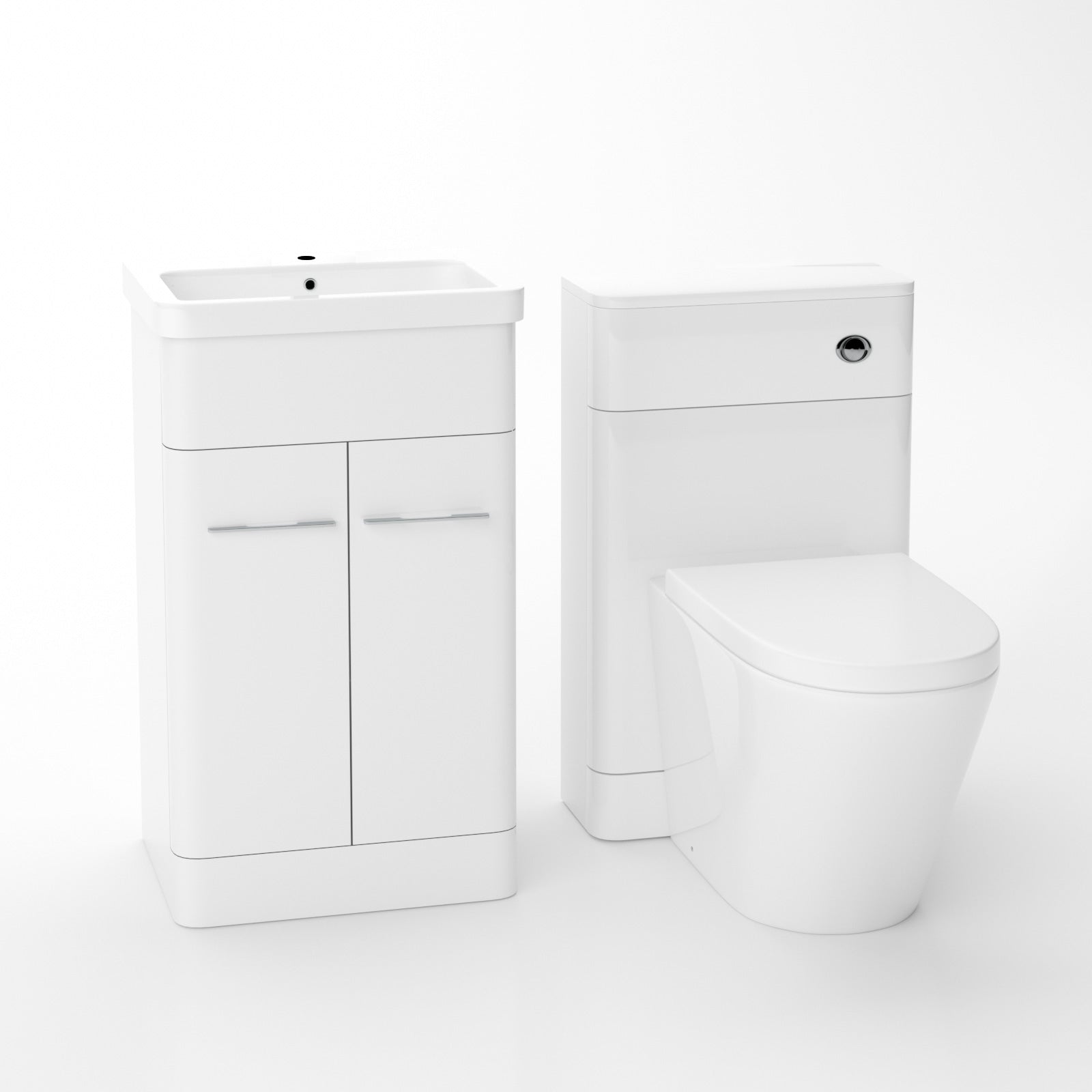 Afern White 500mm Vanity Basin WC Unit & Ellis Back to Wall Toilet