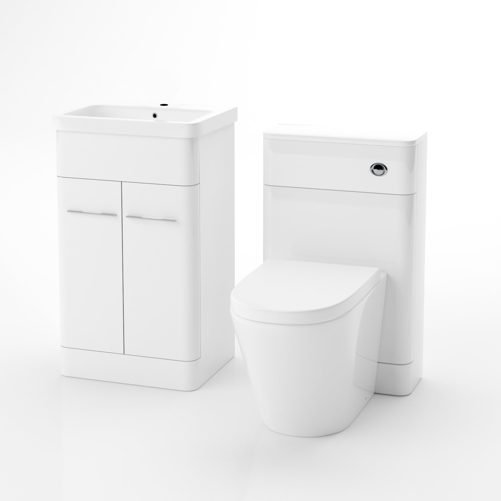 Afern White 500mm Vanity Basin WC Unit & Ellis Back to Wall Toilet