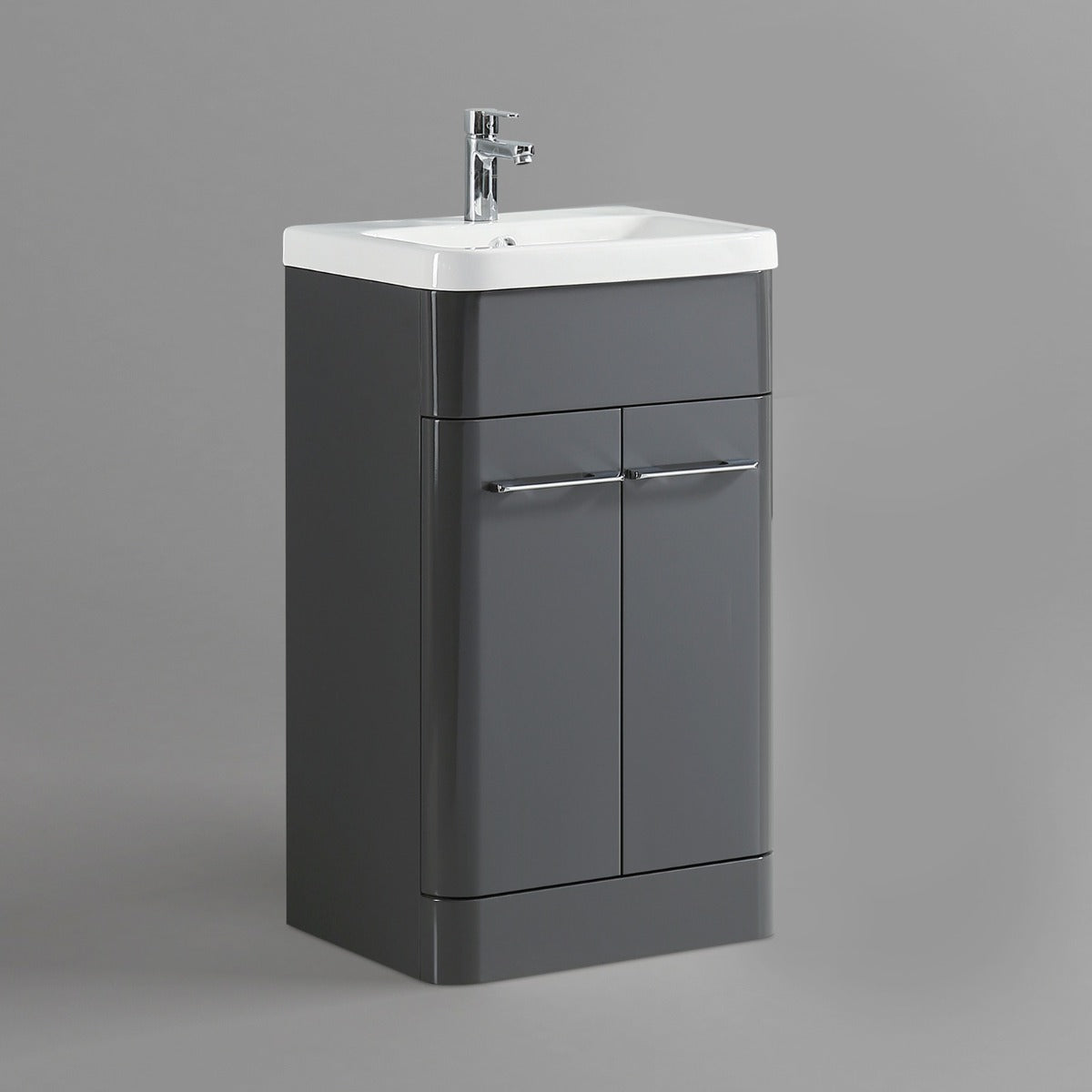 Lex Modern 600mm High Gloss Basin Vanity Cabinet and Tap with Waste Set
