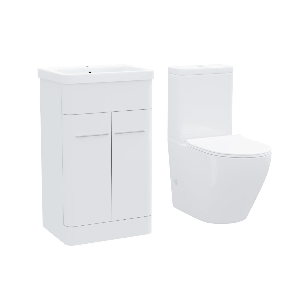 Afern 500 mm Basin Vanity Cabinet And Rimless WC Toilet Suite White