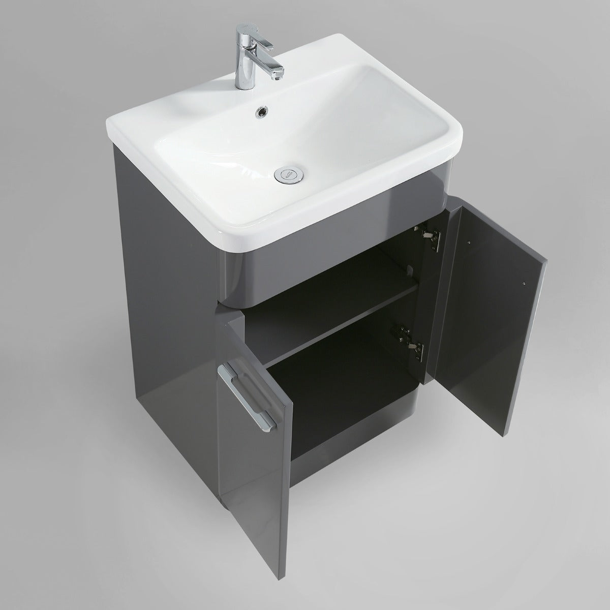 Afern 600mm Vanity Basin Unit & Rimless Close Coupled Toilet Grey