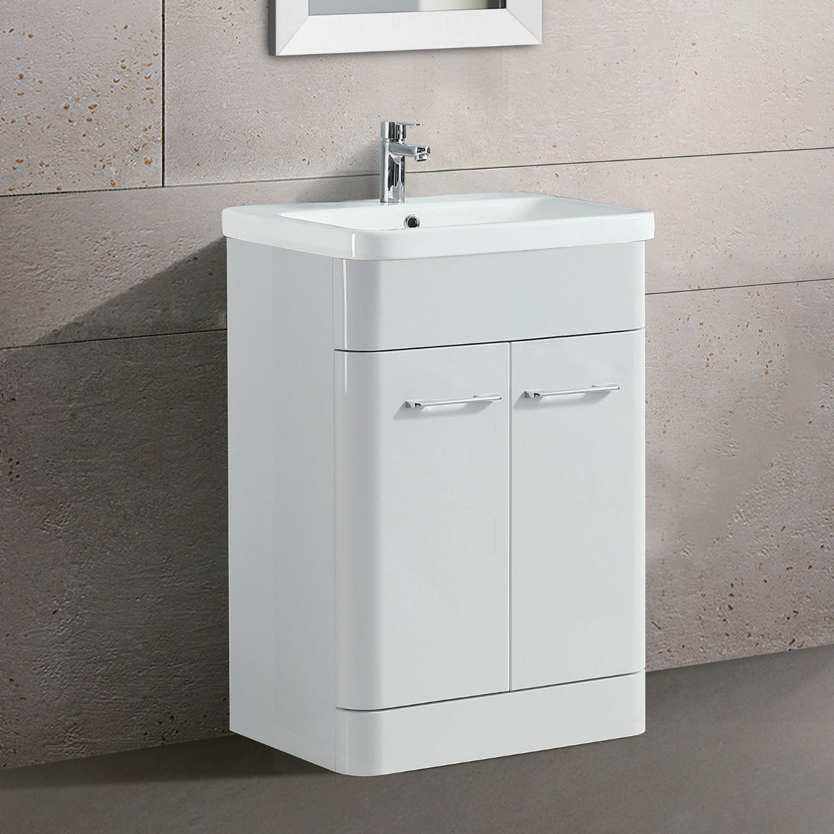 Afern 600mm Bathroom Freestanding Basin Vanity Unit White