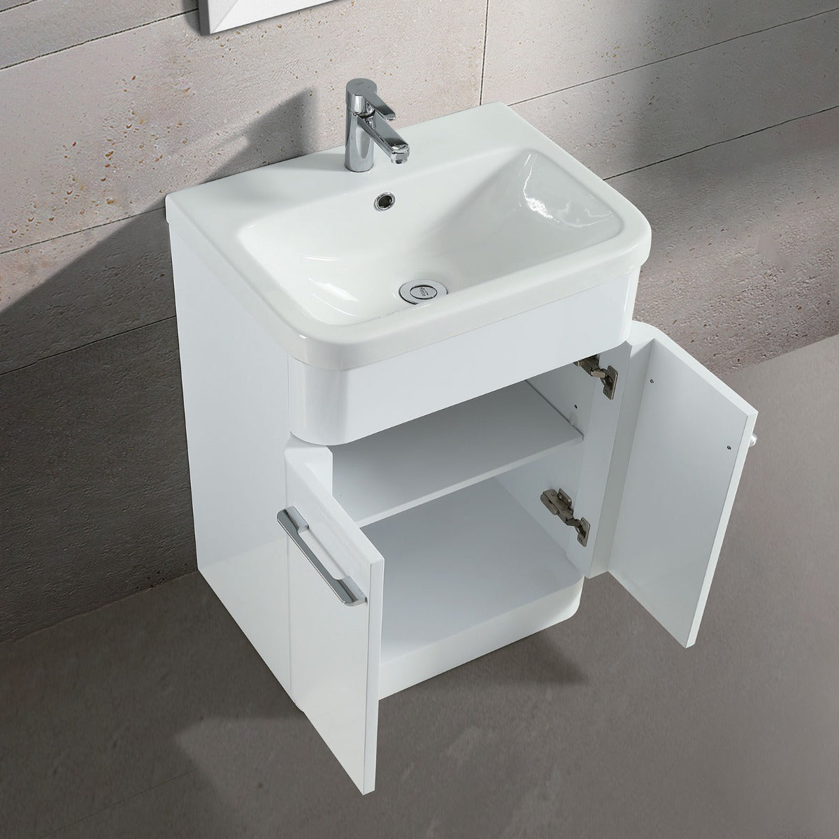 Afern 600mm Bathroom Freestanding Basin Vanity Unit White