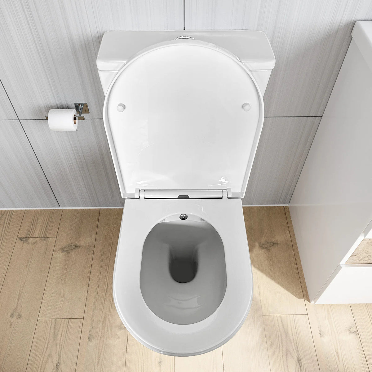 Rimless D Shape Close Coupled Toilet with Integrated Hot & Cold Bidet