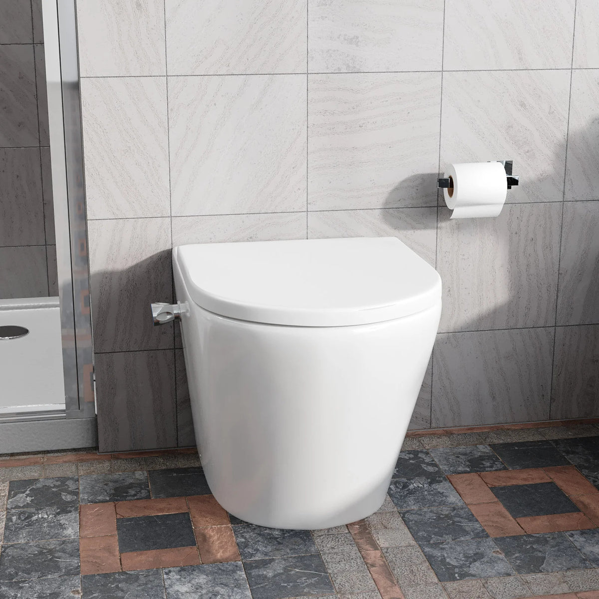 Rimless D Shaped Back To Wall Toilet With Integrated Bidet