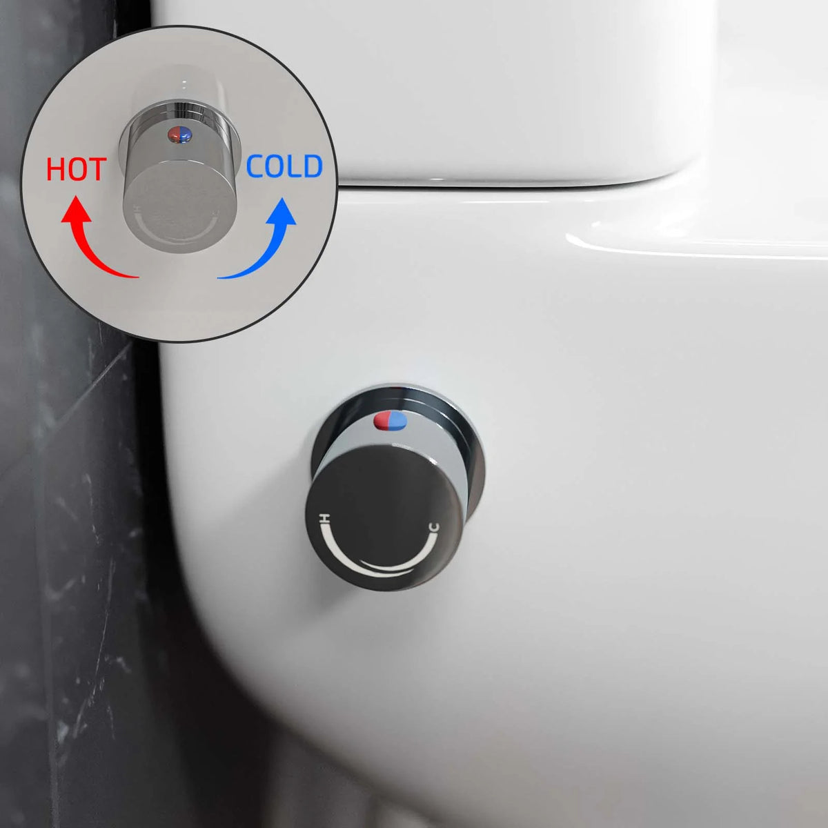 Rimless Square Close Coupled Toilet Pan with Integrated Bidet