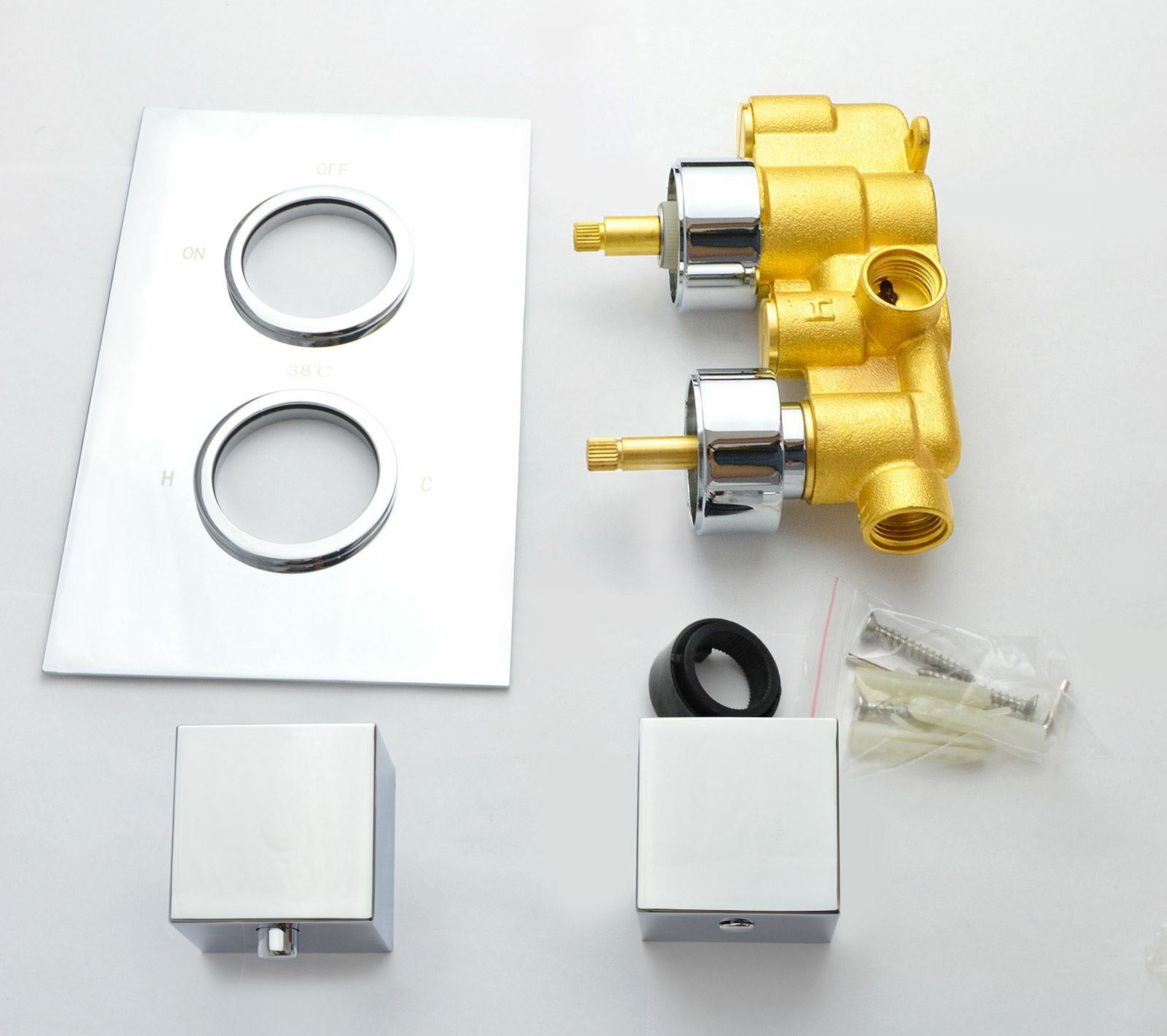 Slim 2 Dial 1 Way Concealed Square Thermostatic Shower Mixer