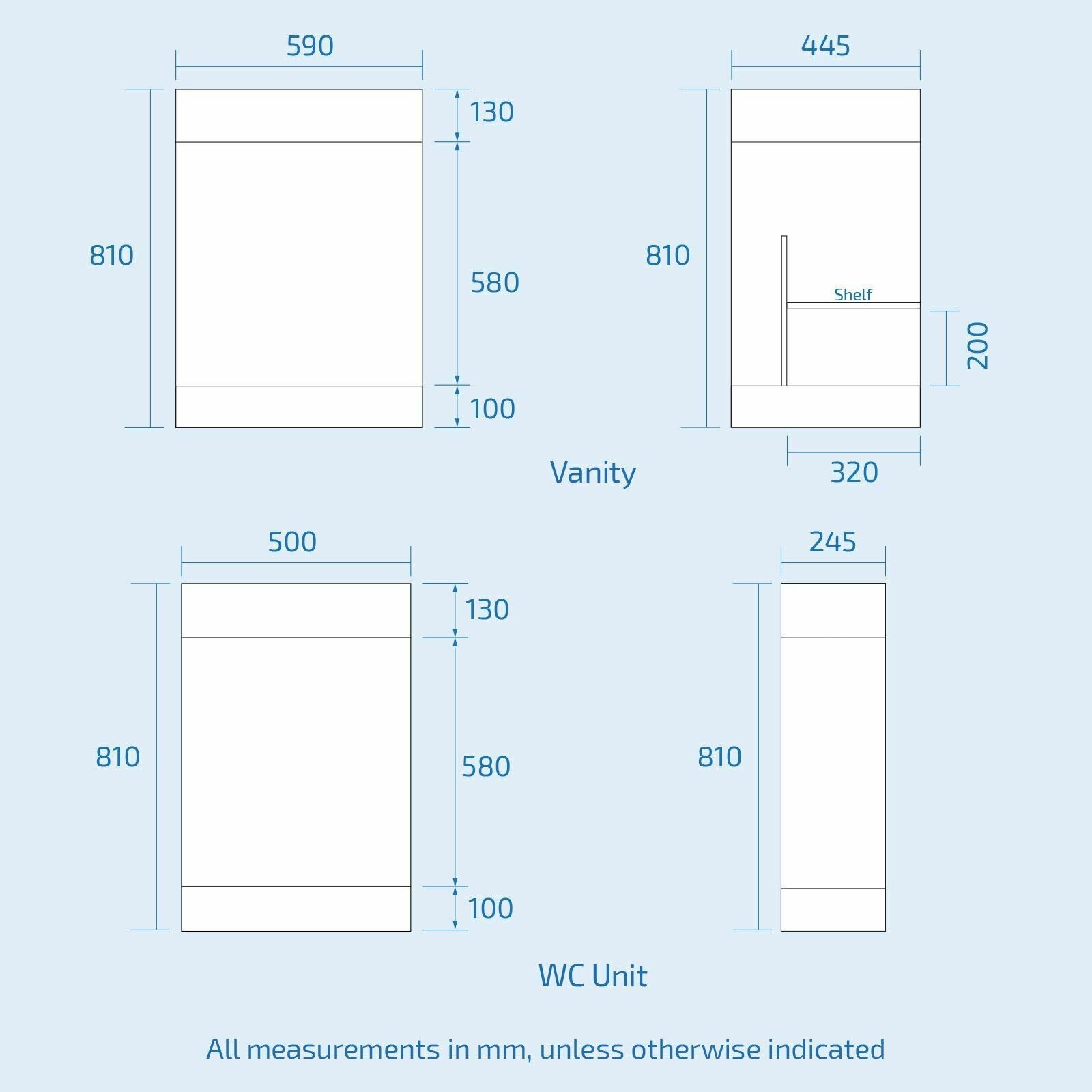 Aric Left Hand 1100 mm Basin Vanity Cabinet WC BTW Toilet Bathroom
