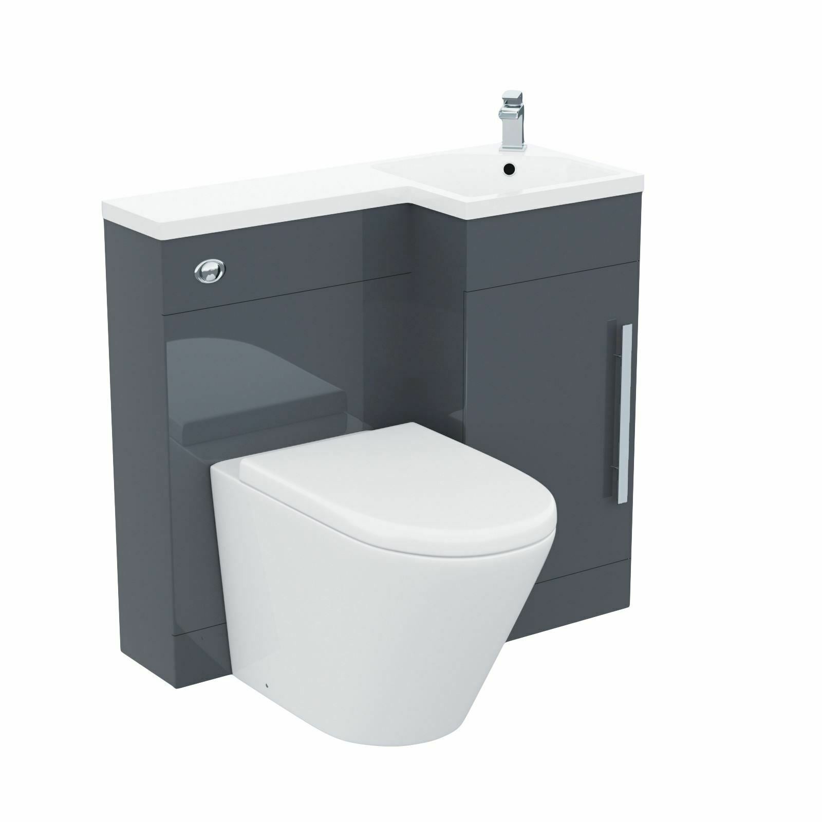 Ellen Grey 900mm Right Hand WC Basin Sink Vanity Unit and Toilet Pan