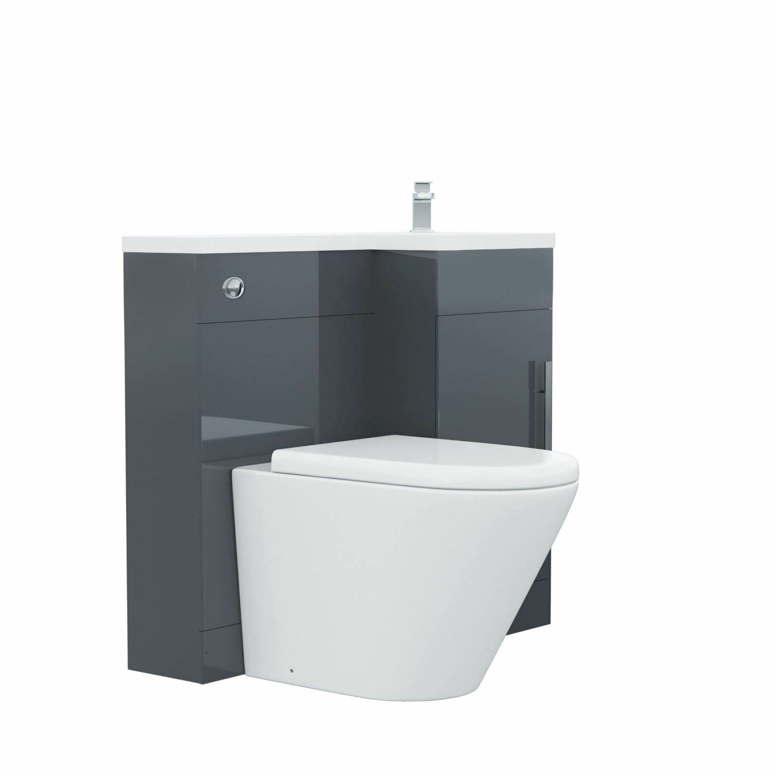 Ellen Grey 900mm Right Hand WC Basin Sink Vanity Unit and Toilet Pan