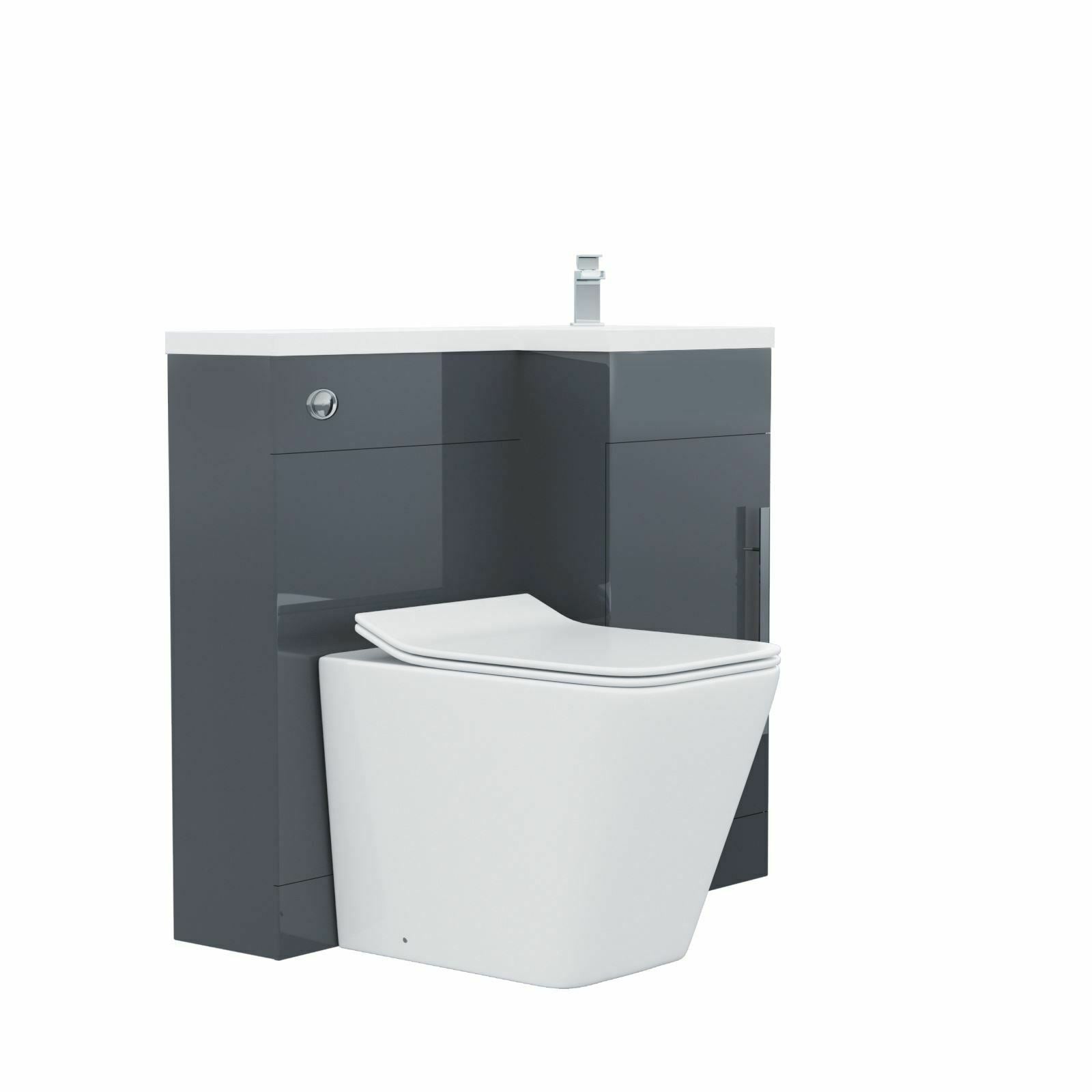 Alaska Grey 900mm WC RH Basin Vanity Unit Cabinet & Rimless Toilet