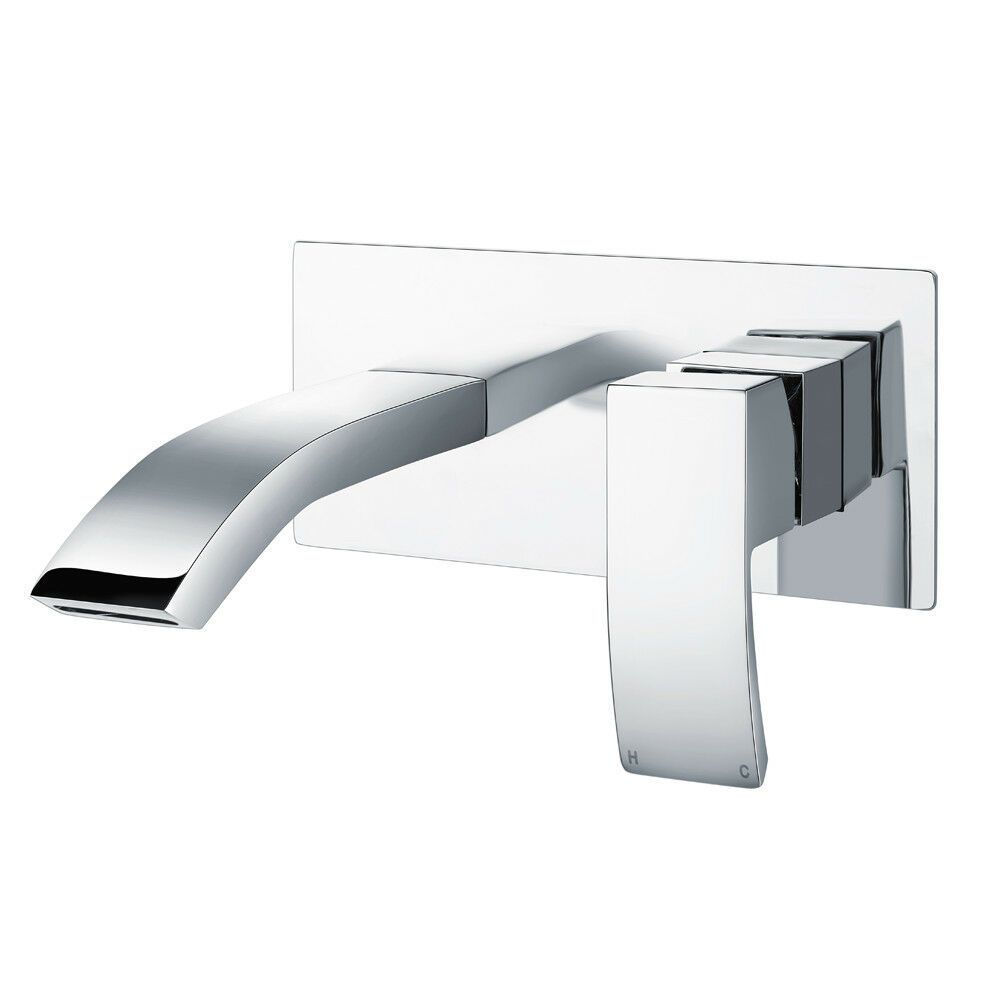 Chrome Designer Bathroom Concealed Wall Mounted Waterfall Basin Sink Single Lever Tap