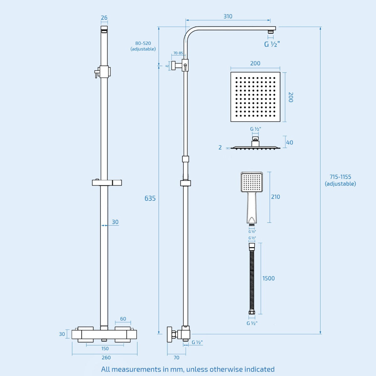 Nanuya L-Shaped RH Bath Front Panel White Basin Vanity Toilet Tap & Shower Set
