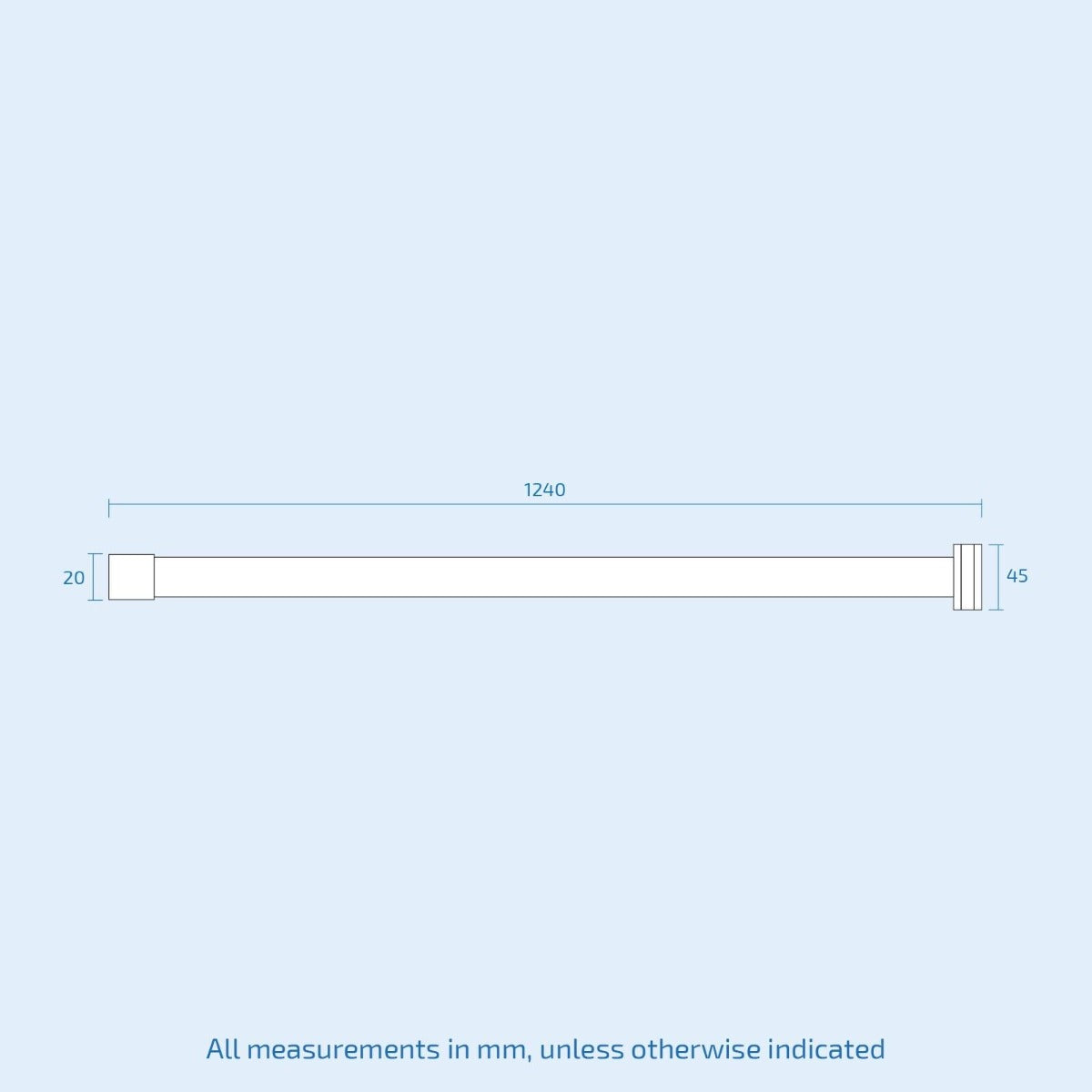 Shower 1240 mm Glass To Wall Support Bar