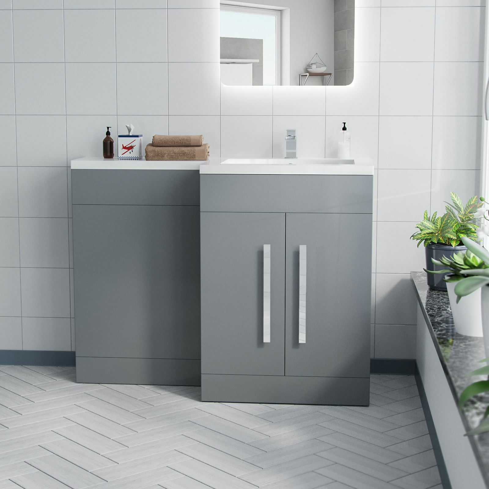 Aric Grey RH 1100mm Basin Sink Vanity Unit Furniture Cabinet Flat Pack