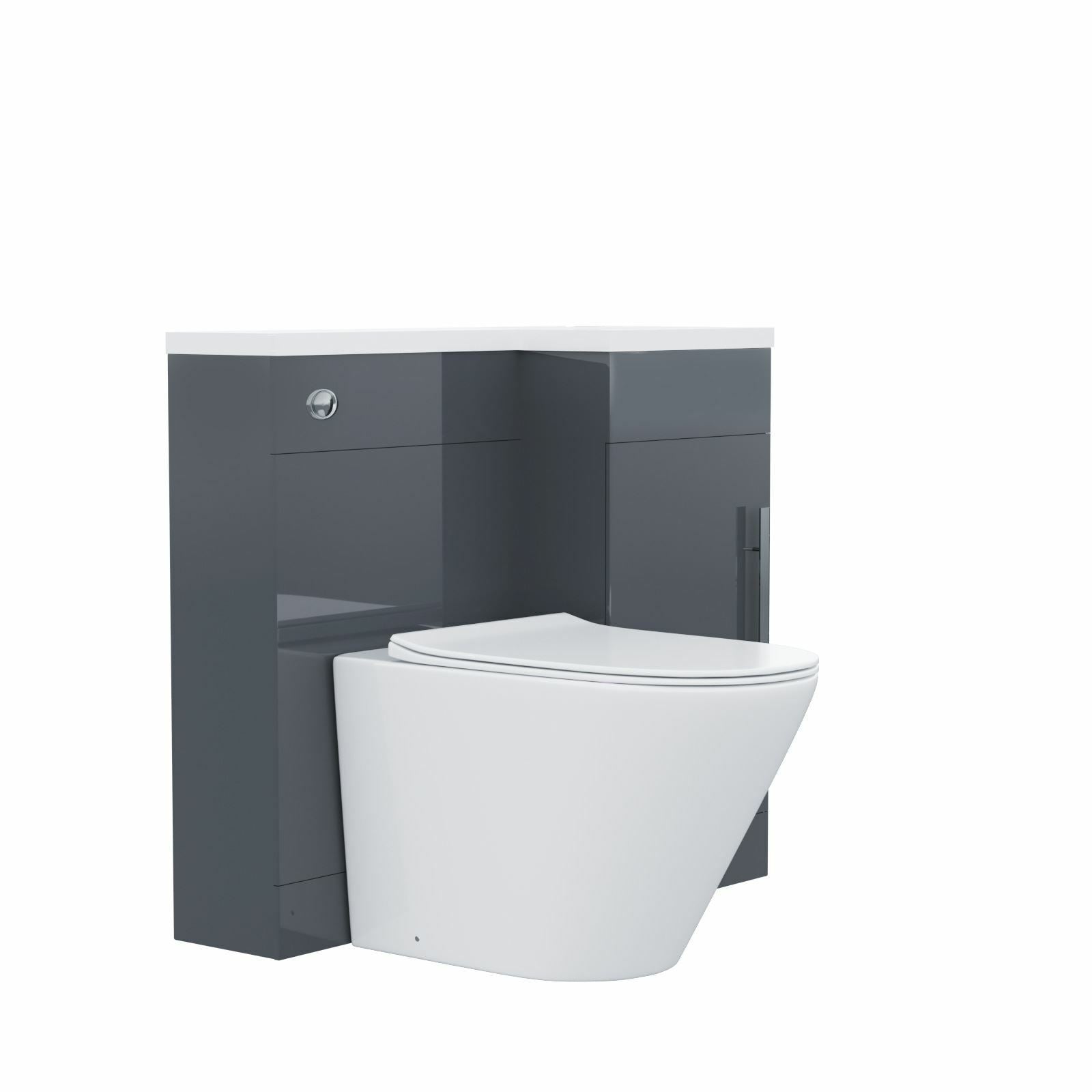Elora 900mm Dark Grey RH Vanity Unit Basin with Toilet WC Suite