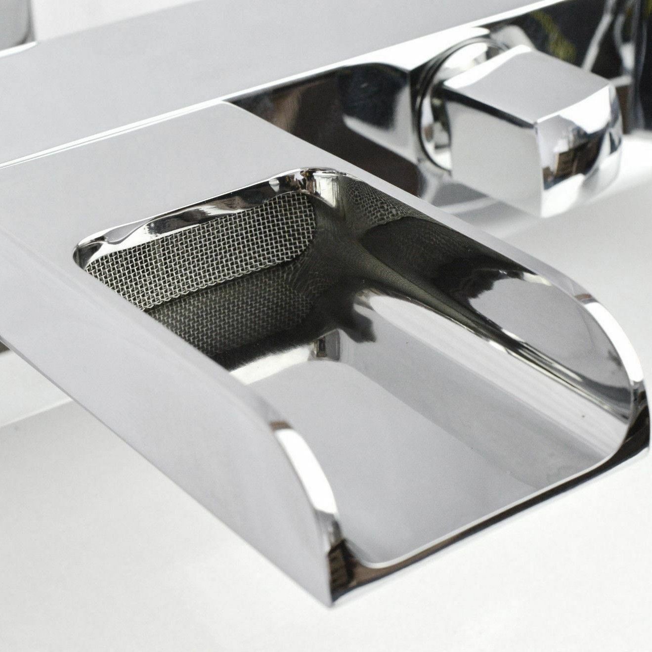 Ozone Waterfall Solid Brass Square Wall Mounted Chrome Bath Shower Mixer Tap