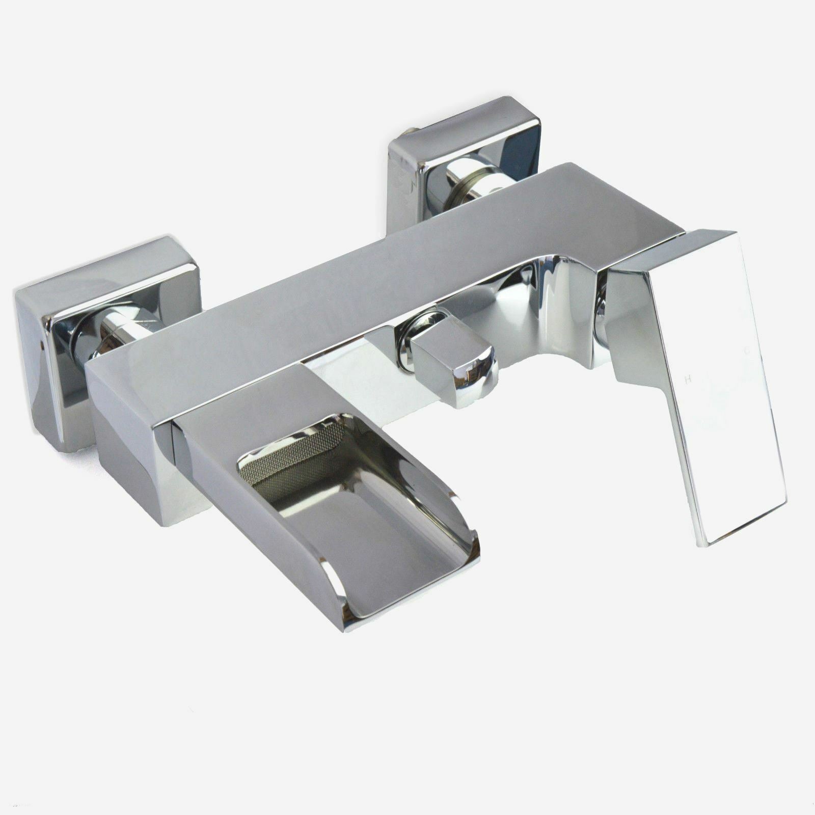 Ozone Waterfall Solid Brass Square Wall Mounted Chrome Bath Shower Mixer Tap