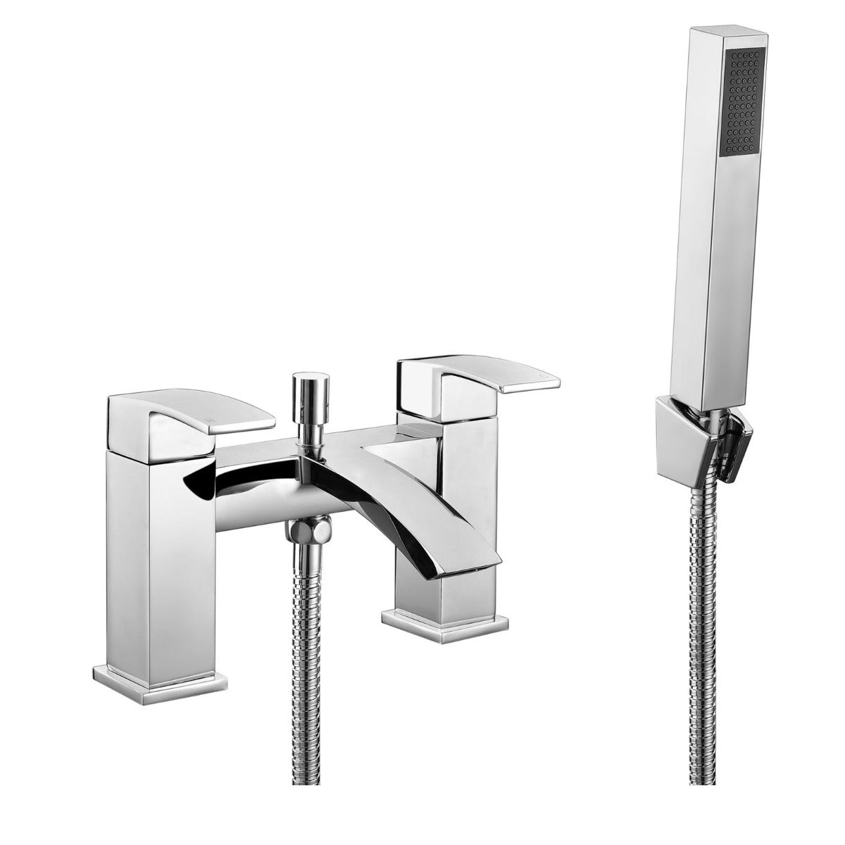 Vibra Modern Design Deck Mounted Bath Shower Mixer Tap With Pencil Handset Kit