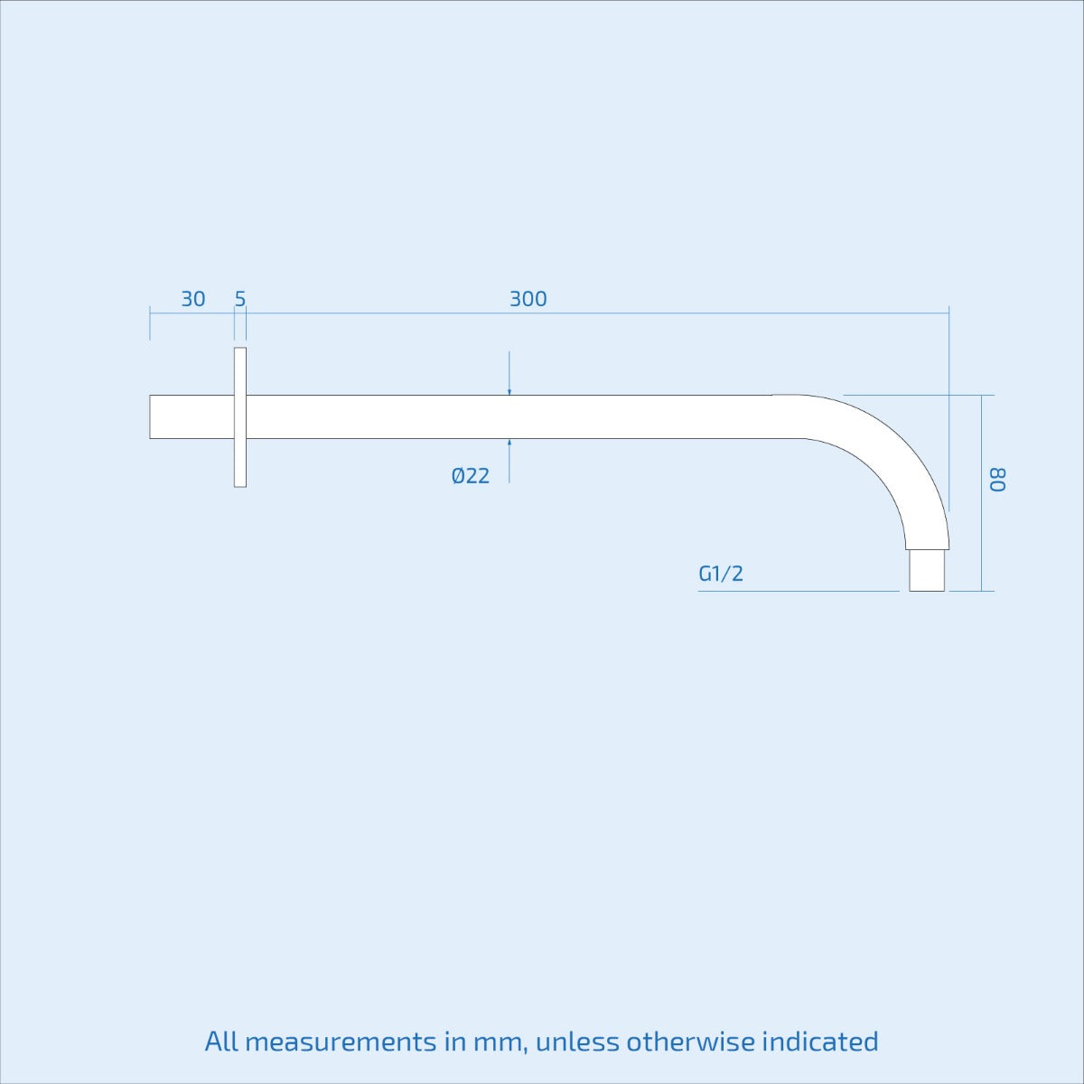 Dunn Chrome 200mm Thin Round Brass Swivel Shower Head + Round Wall Arm
