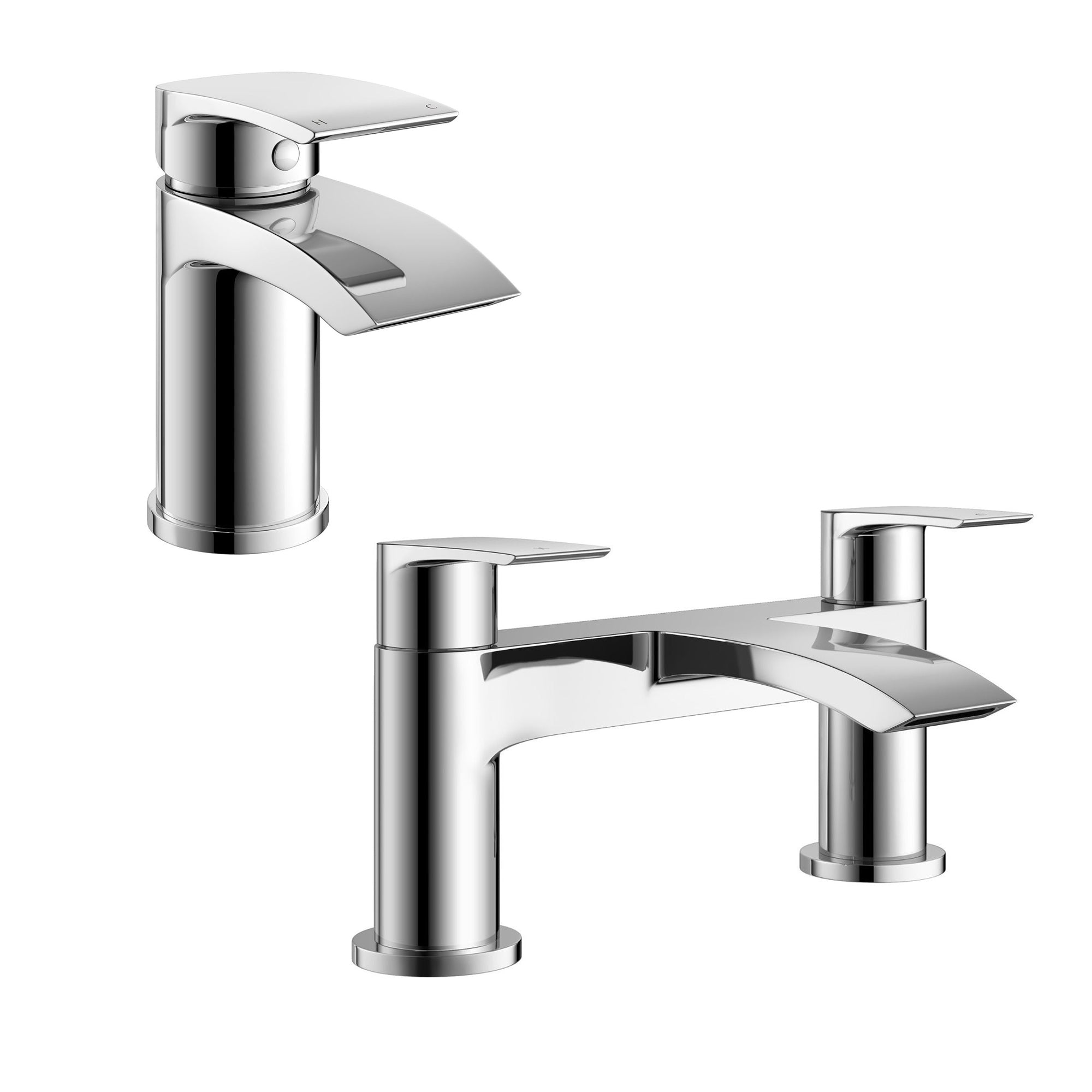 Vago Modern Waterfall Design Basin Mono Mixer Tap & Bath Filler Tap
