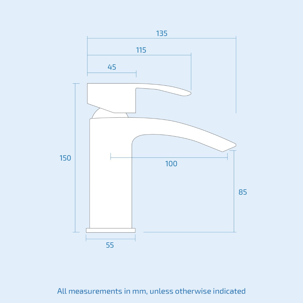 Merton 600mm Basin Vanity Unit and Waterfall Mono Mixer Tap and Waste Set
