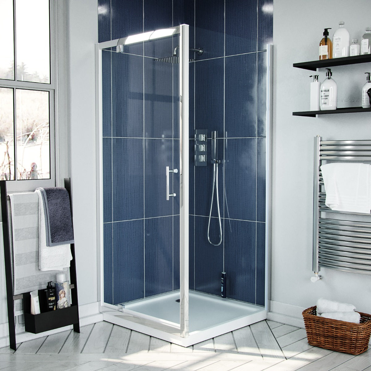 Pivot Shower Enclosure Door 900 mm With 900mm Side Panel Screen