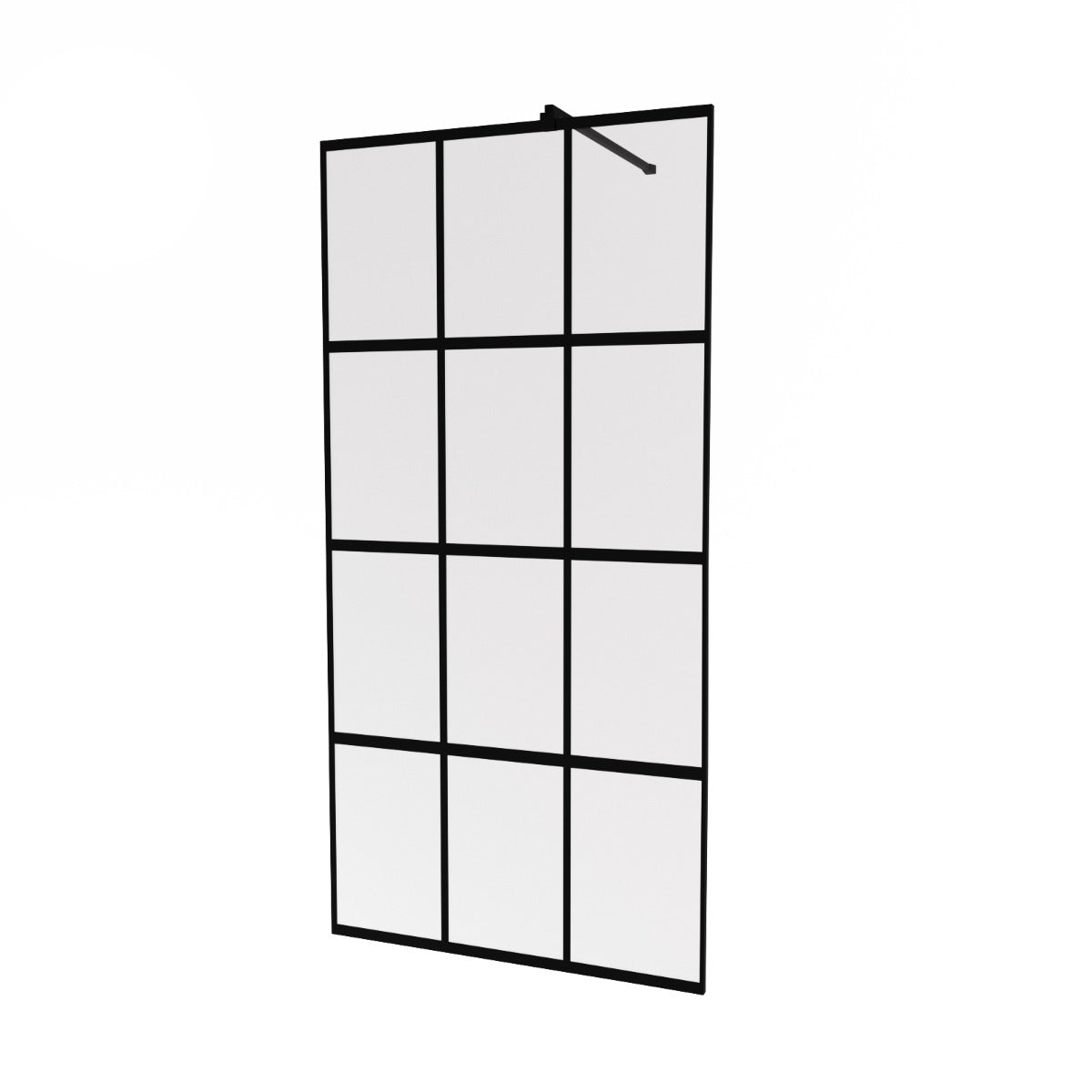 Stanley 1000mm Black Grid Framed Walk-In Shower Enclosure with Support Bar
