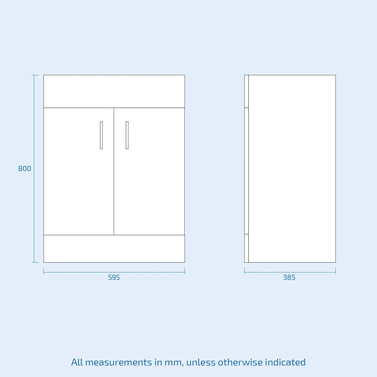 Set of 2 Floorstanding 600mm Vanity & Ceramic Mid Edge Twin Basin - Matte Grey