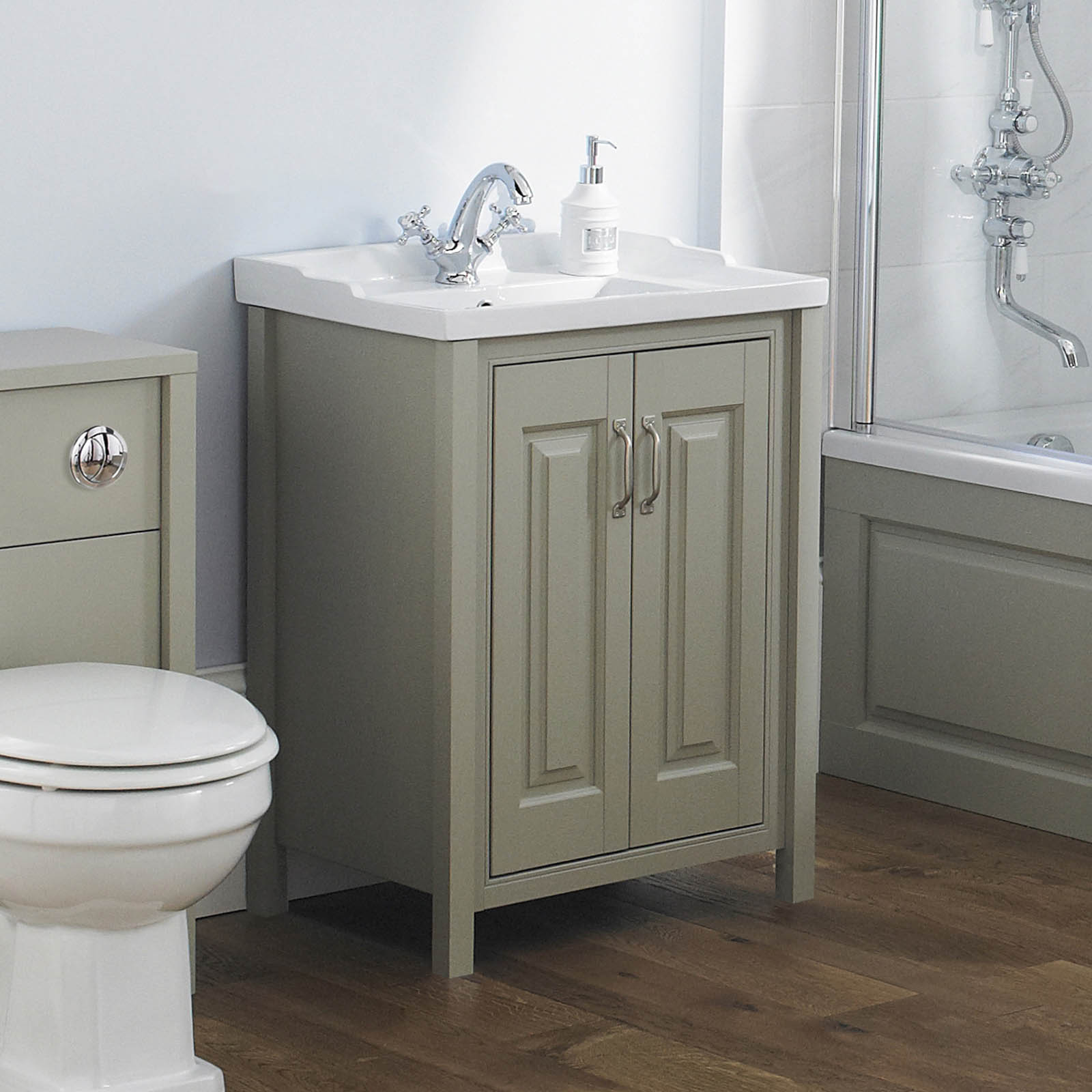 Chiltern Traditional 600mm Vanity Basin Unit Stone Grey