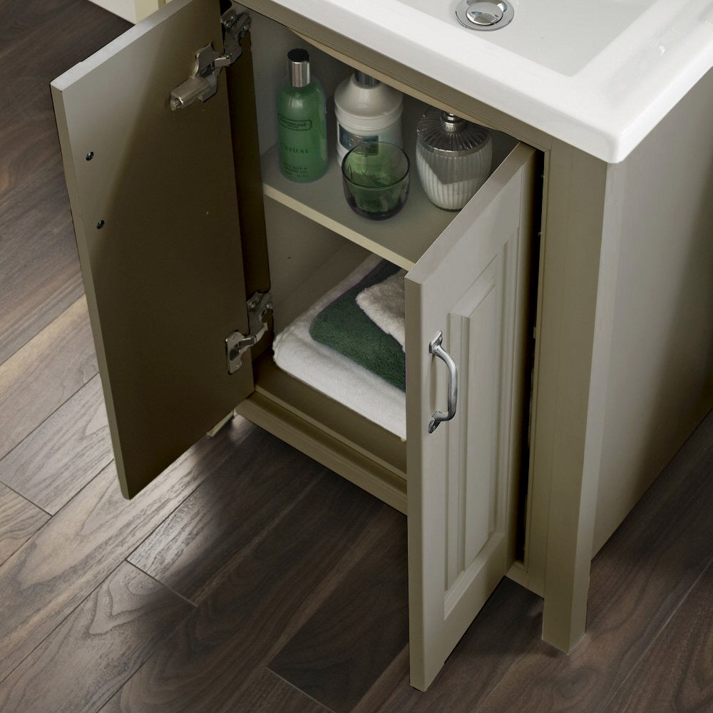 Chiltern 600mm Flat Pack Stone Grey Bathroom Traditional Basin Vanity Cabinet Unit