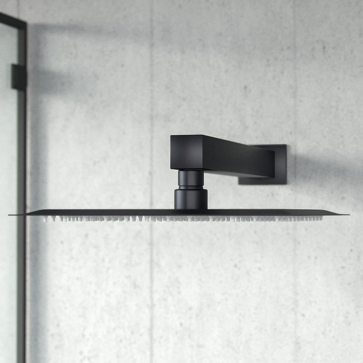 Temel Matte Black Square Shower Head Concealed Thermostatic Mixer Valve+ Handset & Shower Head