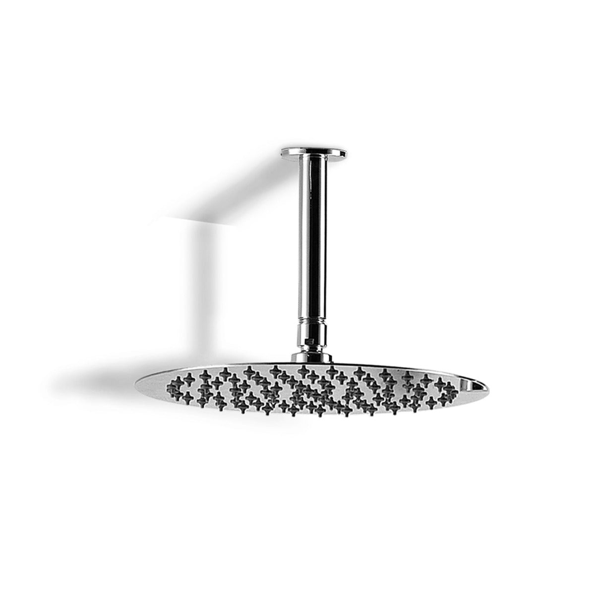 Dunn 250mm Ultra Thin Brass Chrome Round Shower Head and 120mm Ceiling Arm