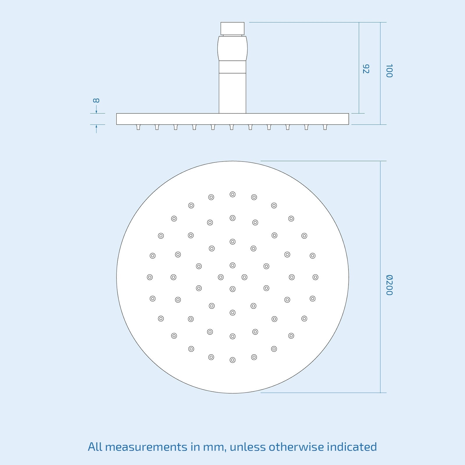 Lily Round Concealed Thermostatic Shower Valve Mixer Set LED Ceiling Head