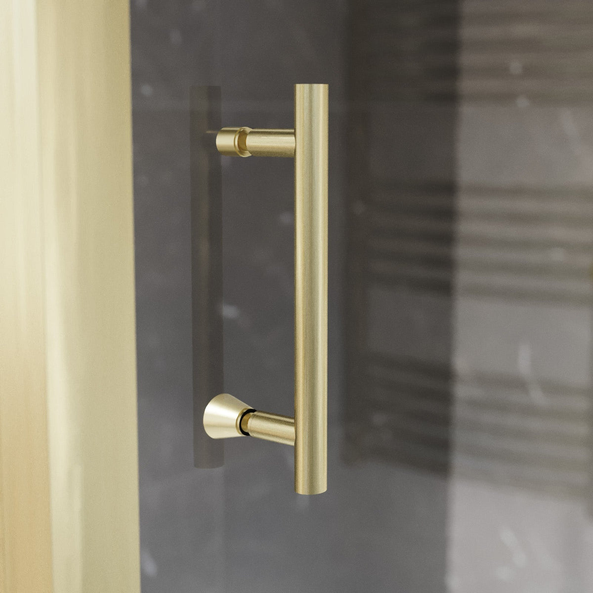 Shower 1700 x 1850mm Slider Door With 1000 x 1850mm Side Panel - Brushed Brass