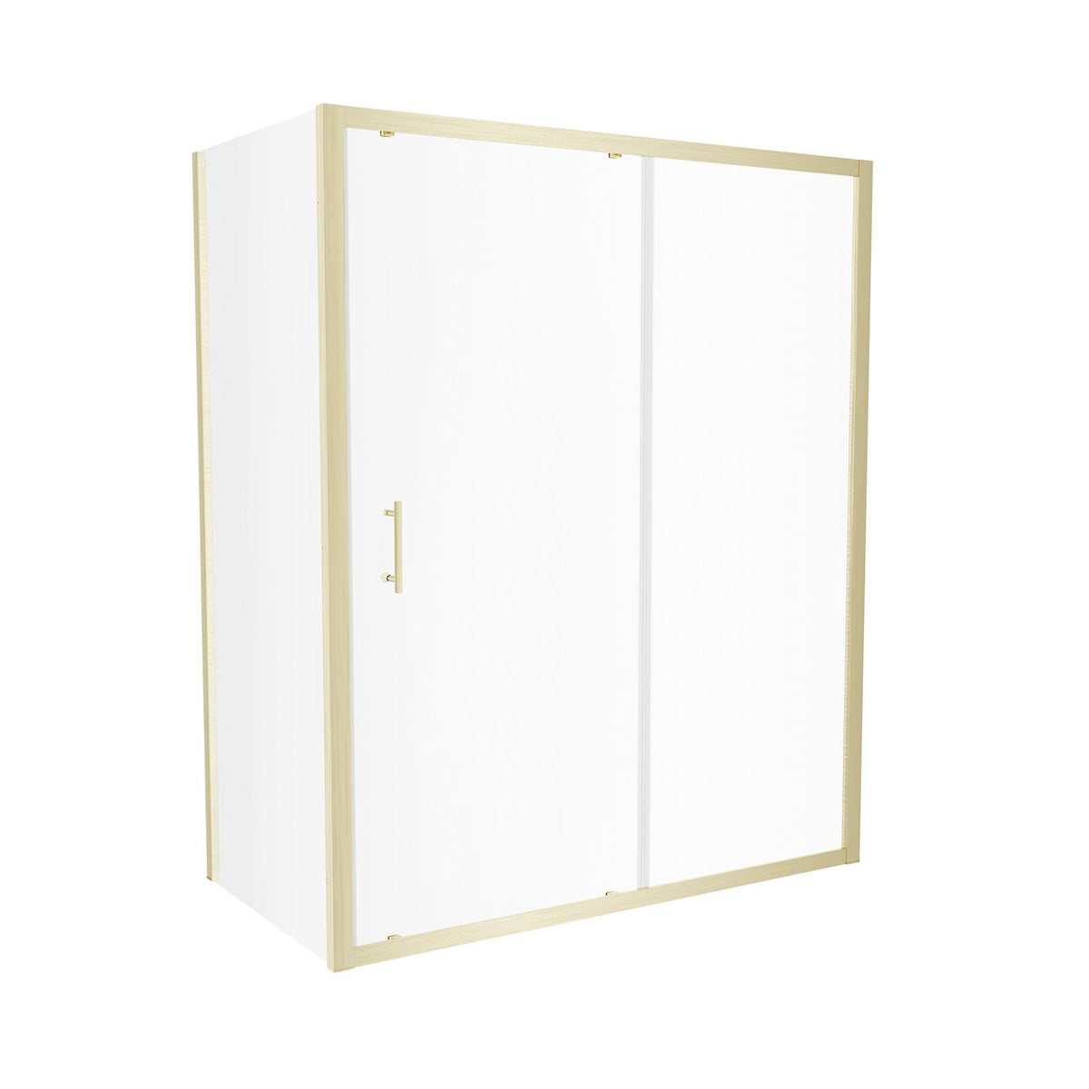 Shower 1400 x 1850mm Slider Door With 1000 x 1850mm Side Panel - Brushed Brass