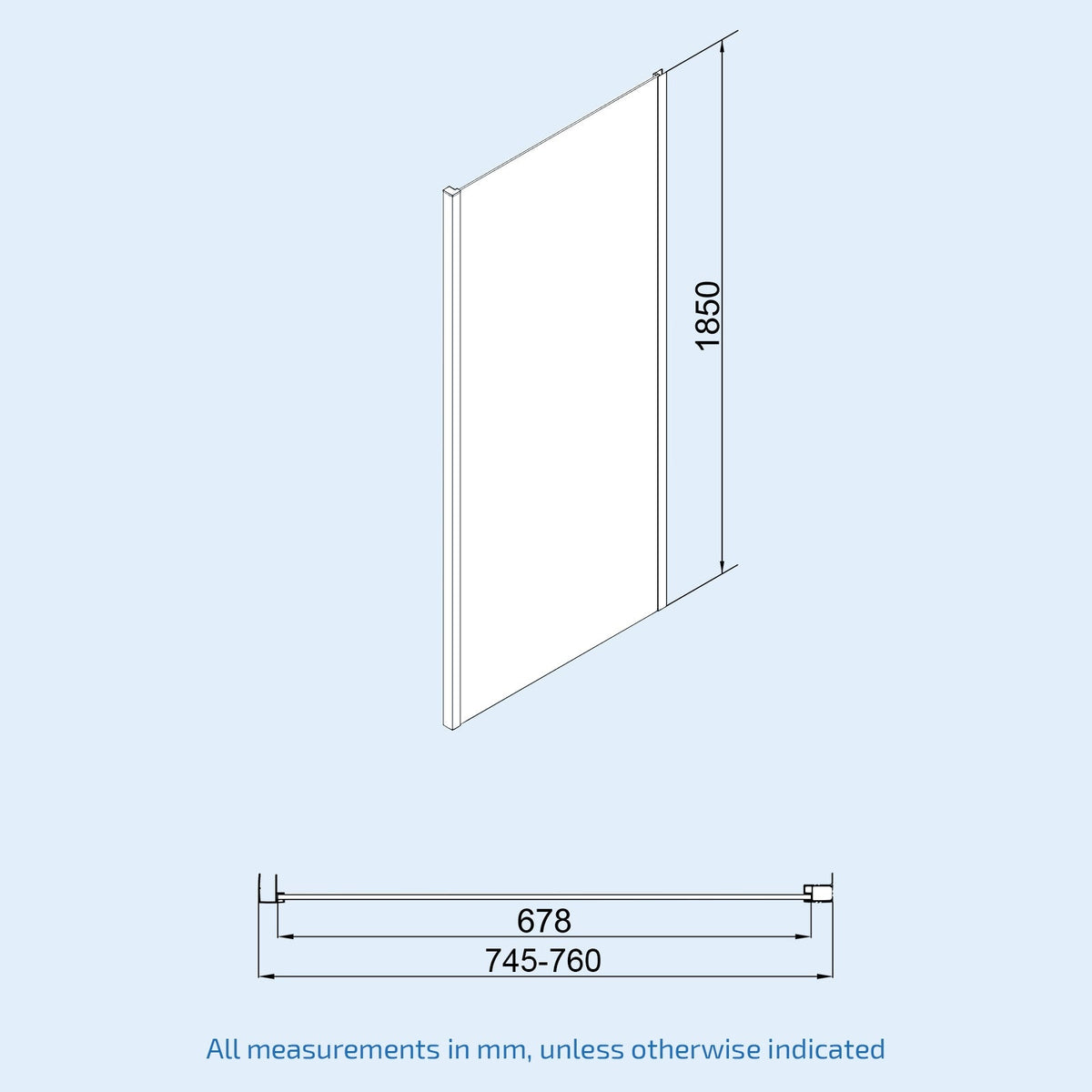 Shower 1300 x 1850mm Slider Door With 760 x 1850mm Side Panel - Brushed Brass