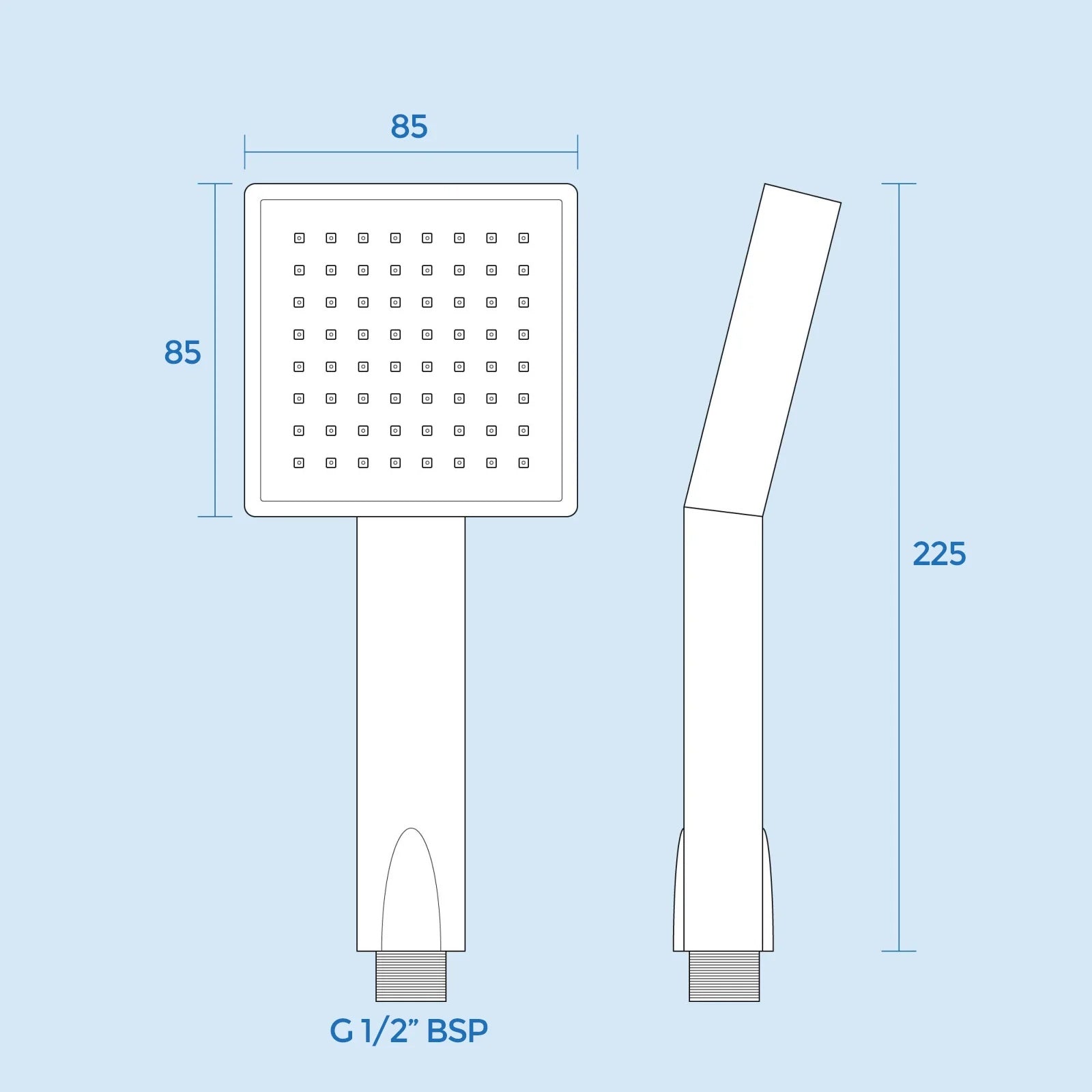 Shower Universal Bathroom Square Modern Fixed Handheld Chrome Abs Handset