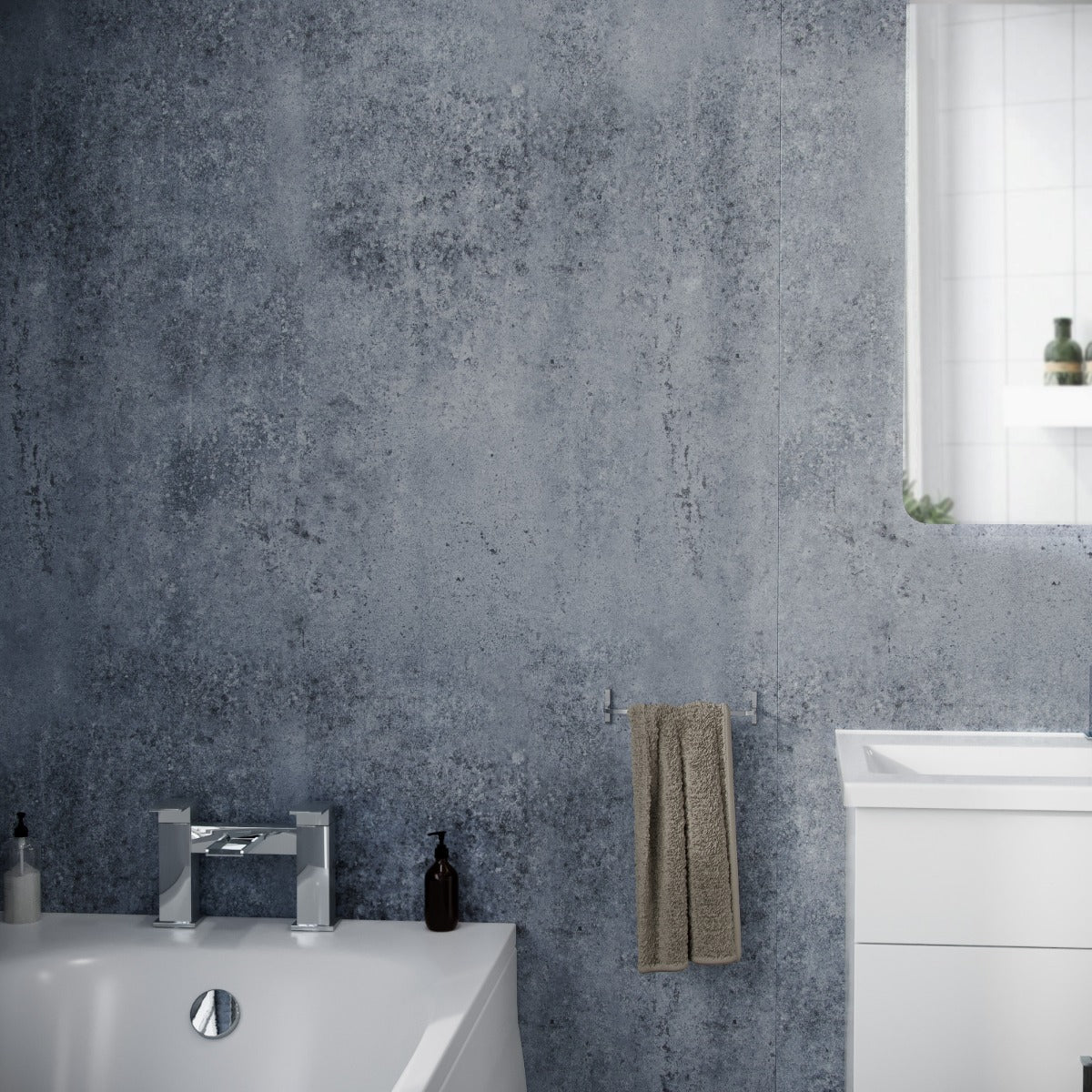 PVC Shower Wall Panel Silver Metallic 1000mm x 2400mm x 10mm