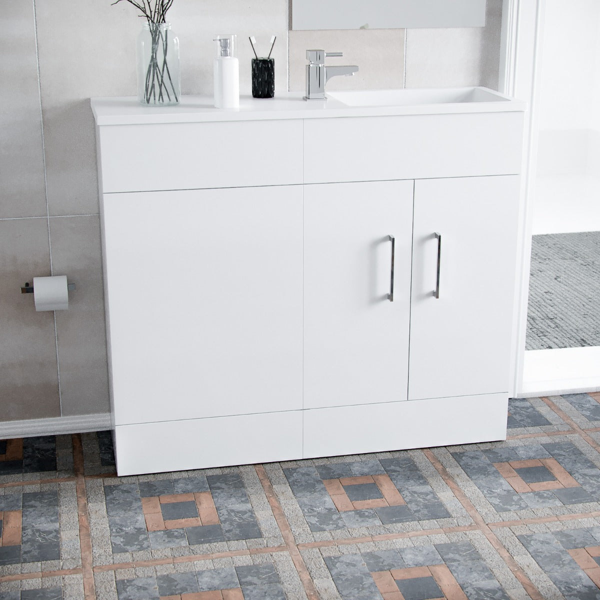 James 1000mm Slimline Vanity, Basin And WC Unit White