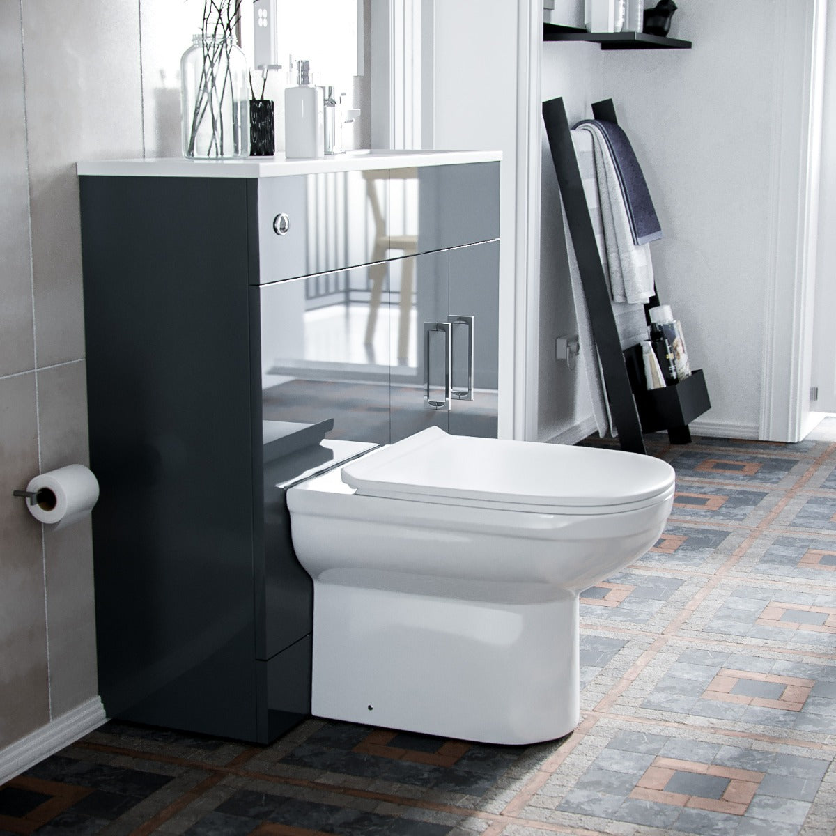 James 1000mm Slimline Floorstanding Vanity Basin and Eslo BTW Combo Unit Grey
