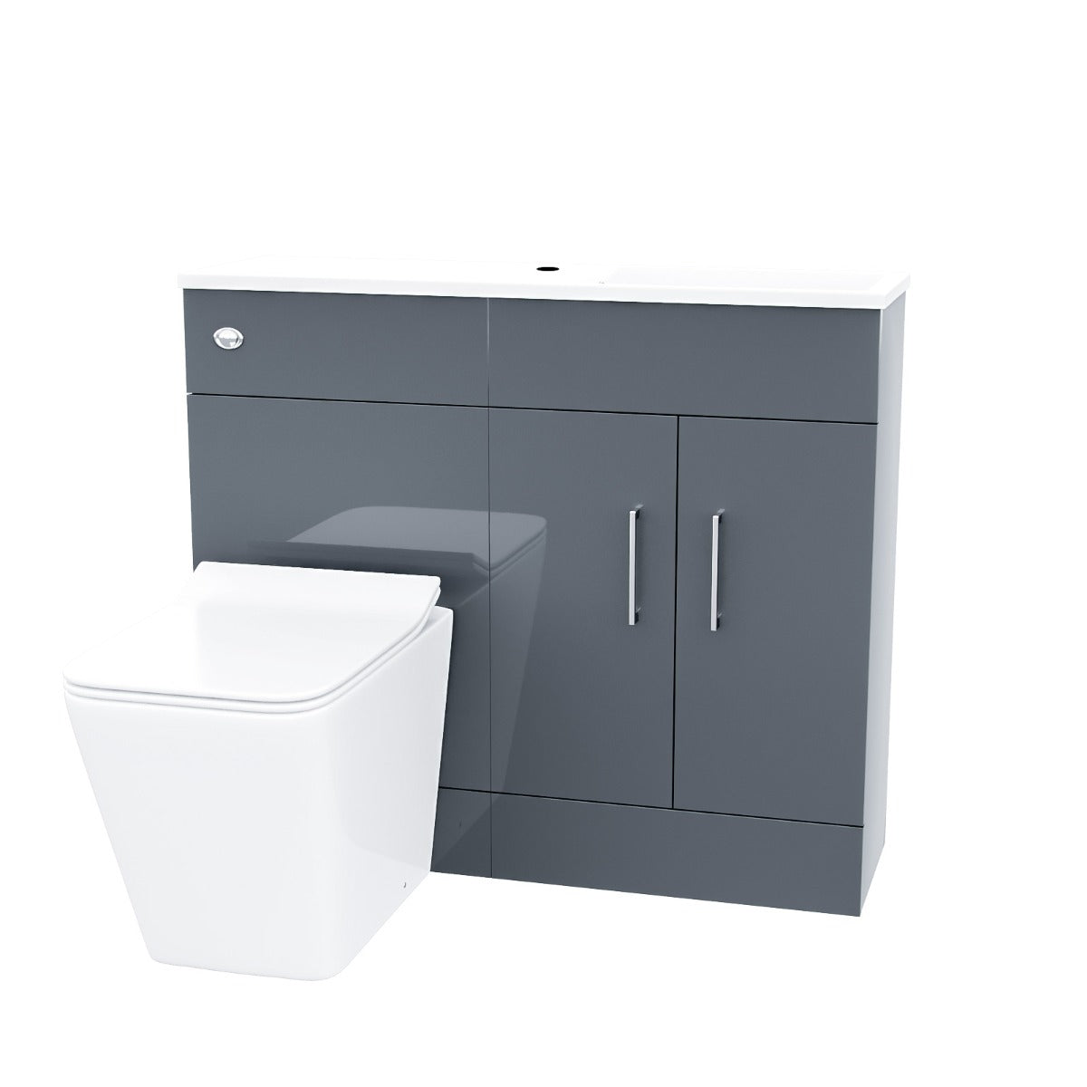 James 1000mm Slimline Floorstanding Vanity Basin and Elora Square Back to Wall Rimless Toilet Dark Grey