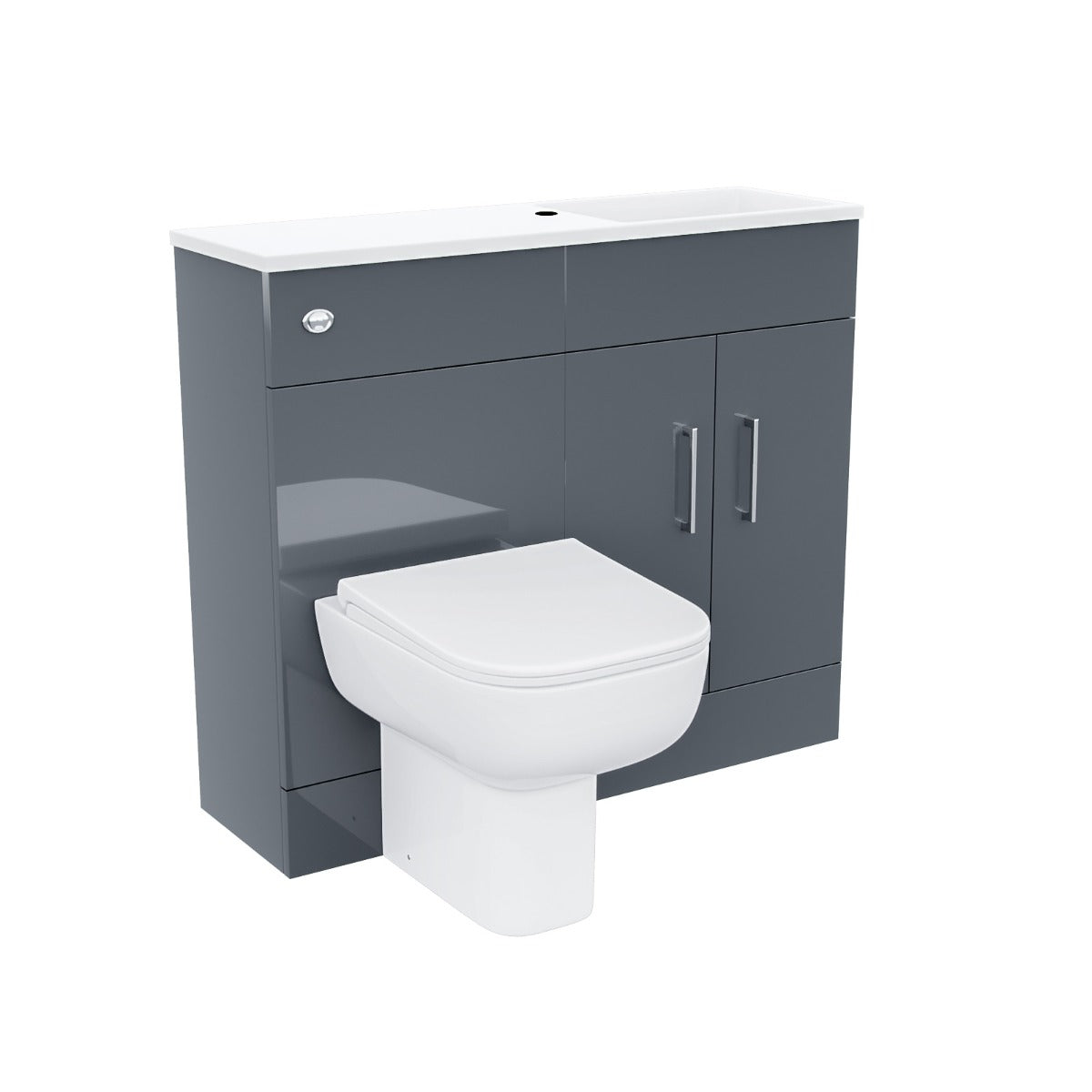 James 1000mm Slimline Floorstanding Vanity Basin and Debra Rimless BTW Combo Unit Grey