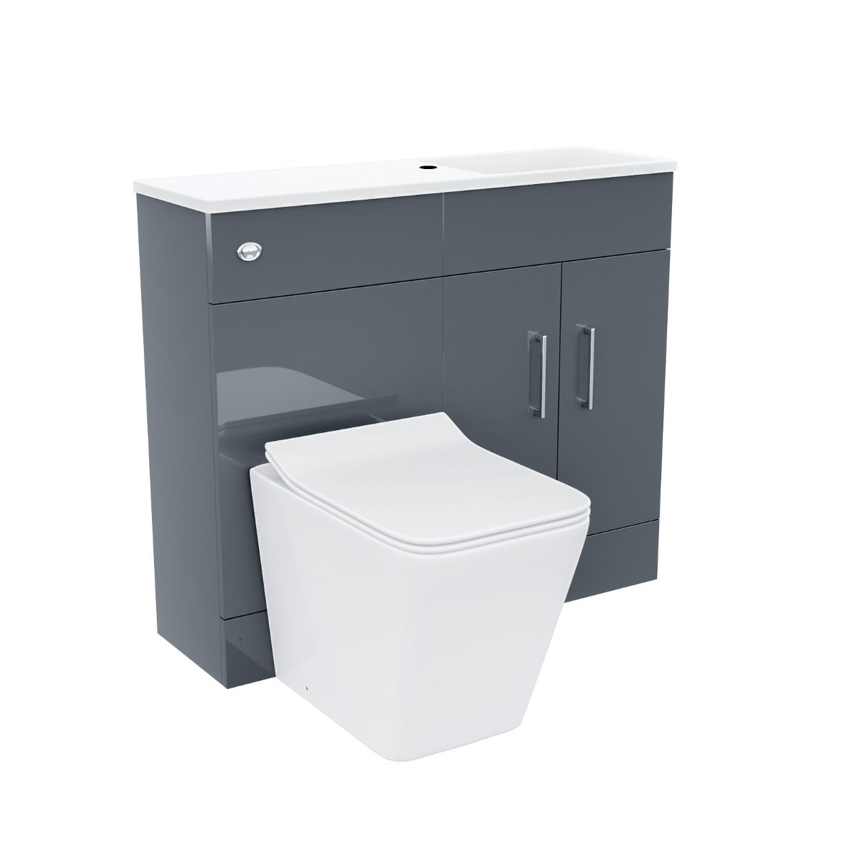 James 1000mm Slimline Floorstanding Vanity Basin and Elora Square Back to Wall Rimless Toilet Dark Grey