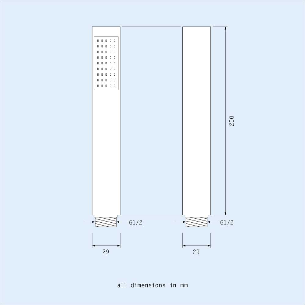 Lilly Chrome 3 Dial 3 Way Square Concealed Thermostatic Mixer Valve + Square Handset + Bath Filler + Square Shower Head