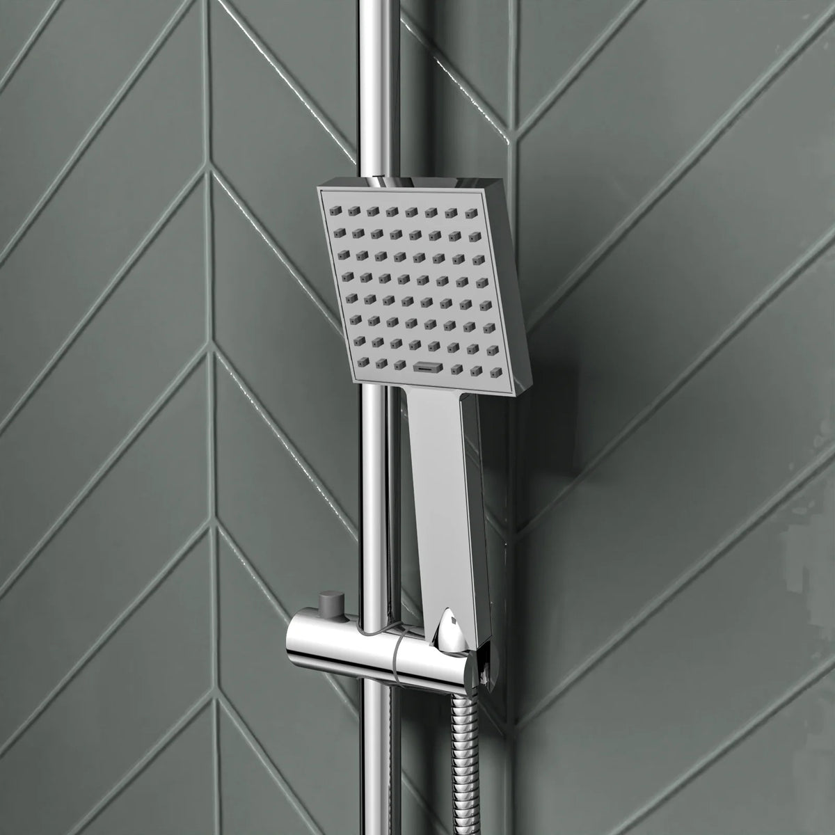 Square Overhead & Hand Shower Thermostatic Valve Single Outlet - Chrome