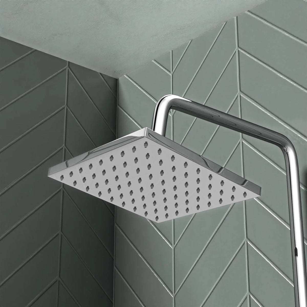 Square Overhead & Hand Shower Thermostatic Valve Single Outlet - Chrome