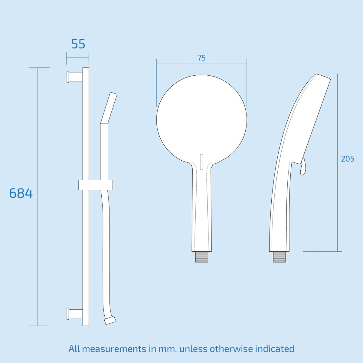 Thermostatic Mixer Valve Bar Shower Slider Rail Kit