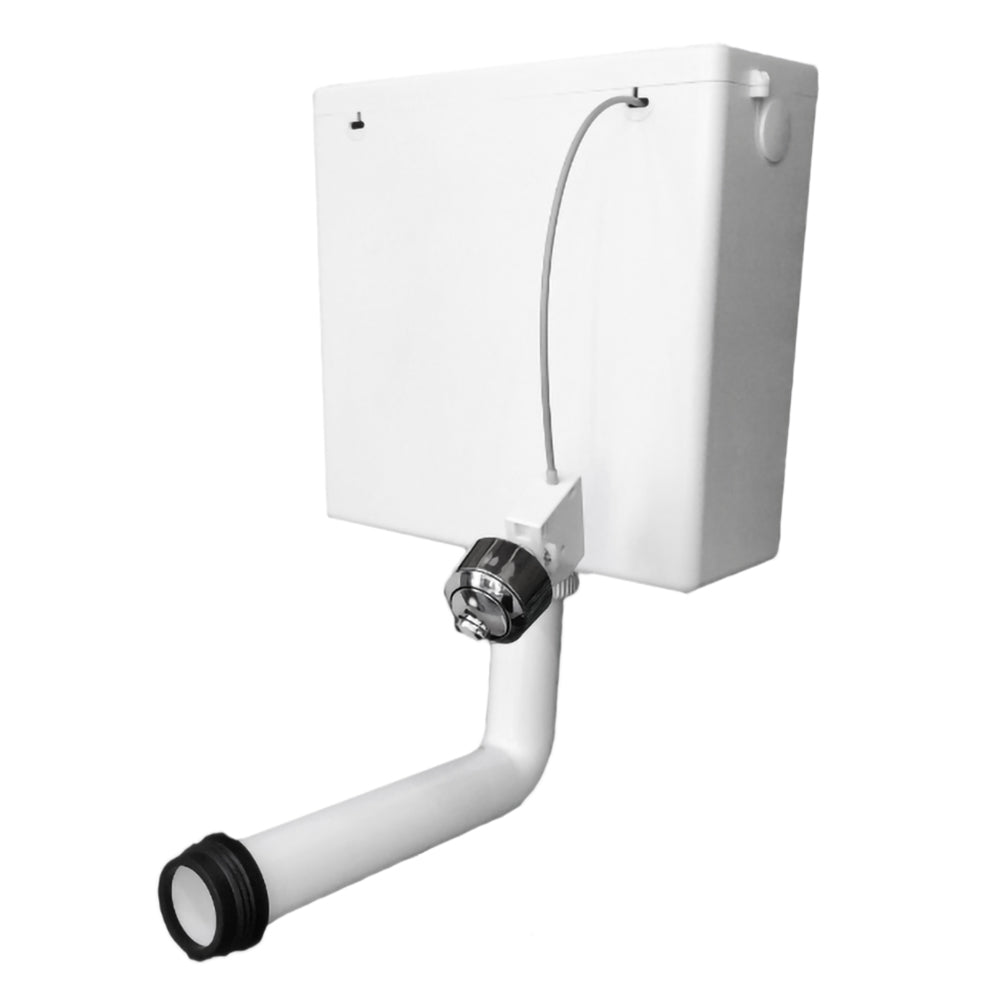 Plastic Concealed Cistern, Flush Button & L Bend White