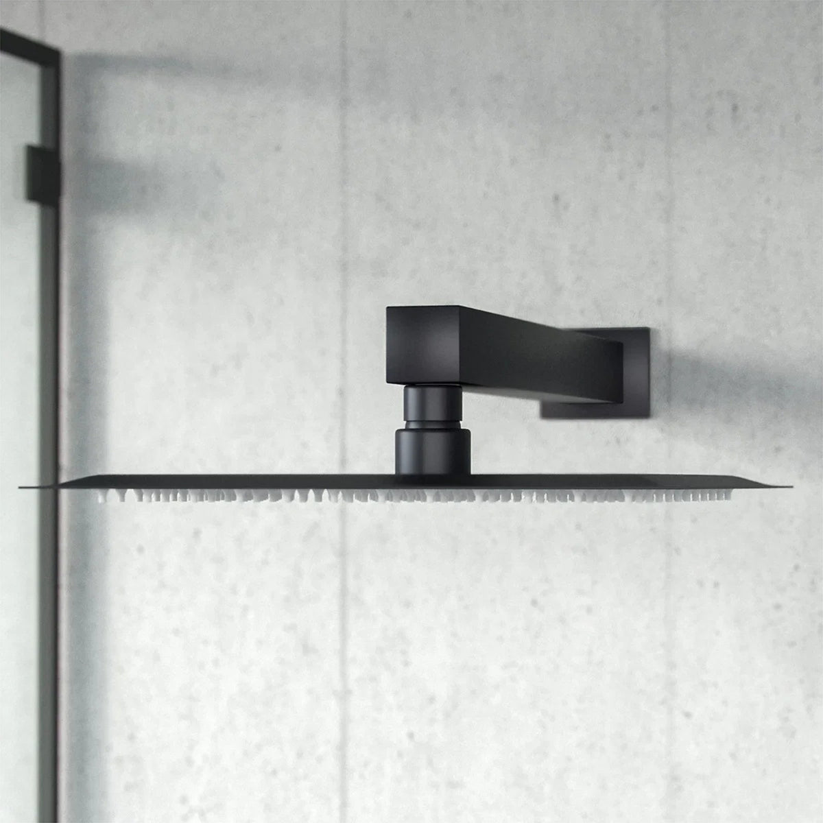 Temel Matte Black Thermostatic Mixer Valve Shower Head Handset Slider Rail Set